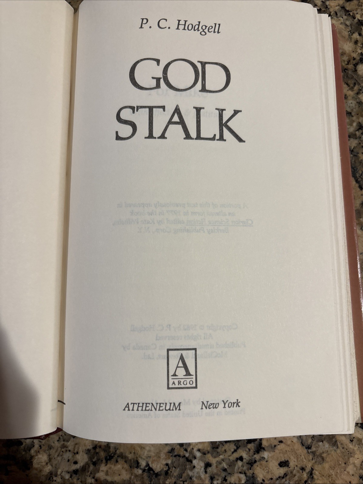 God Stalk – P.C. Hodgell Hardcover Dust Jacket – 1982 -VG Book Club Ed
