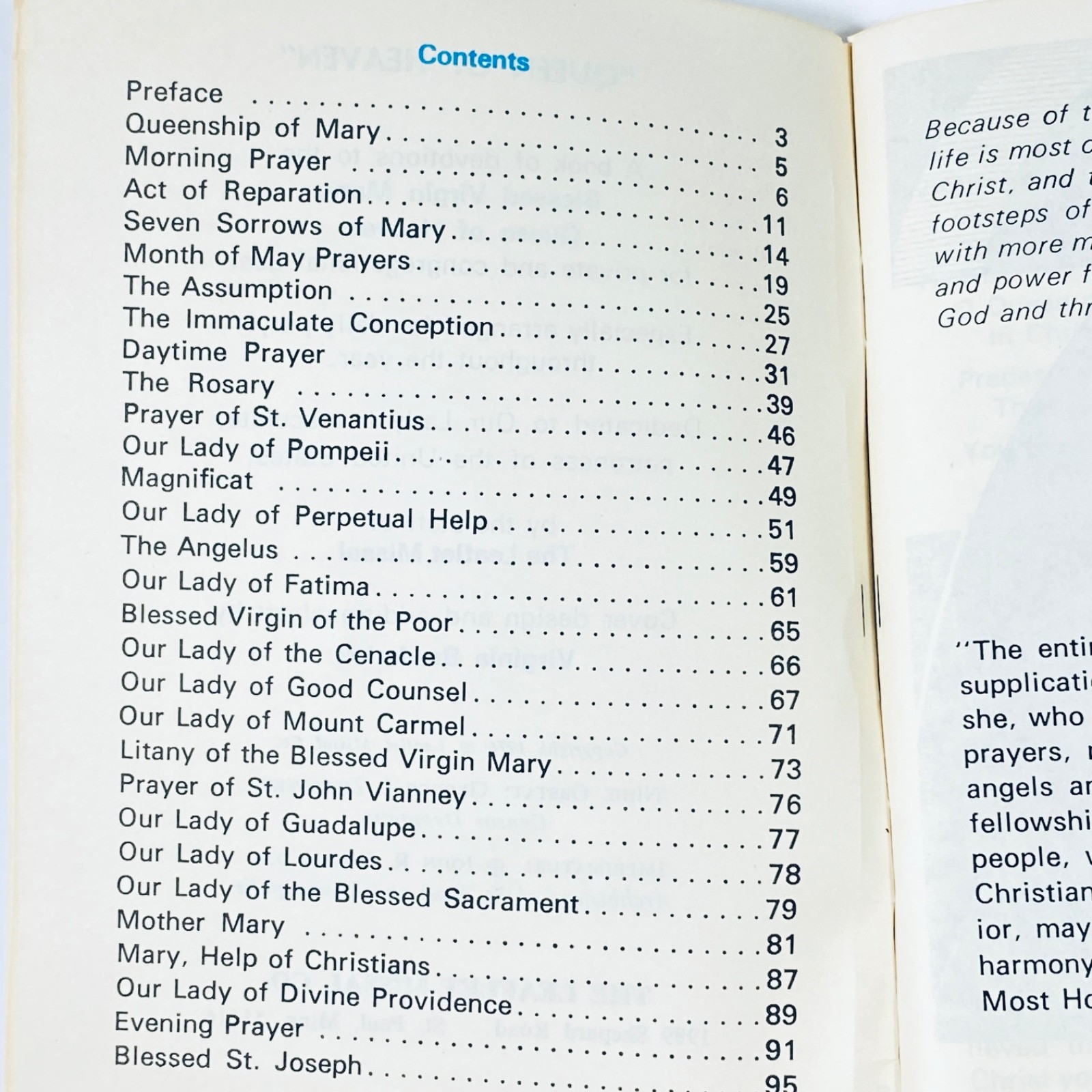 QUEEN of HEAVEN – Booklet – 1976 – The Leaflet Missal Co, 6 X 4″ – 96 Pages –