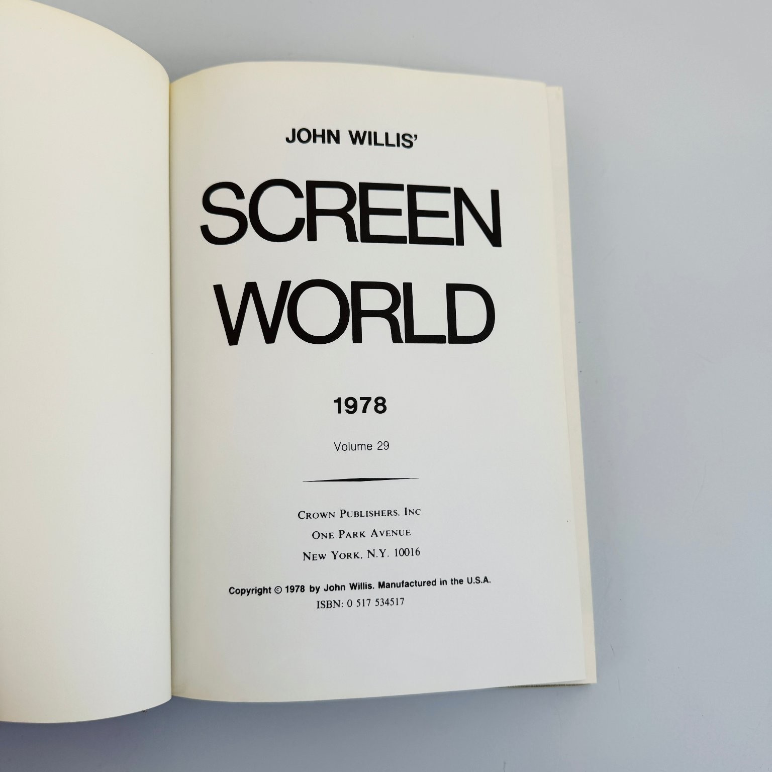 Screen World 1978 John Willis First Edition Film Annual Volume 29 Crown