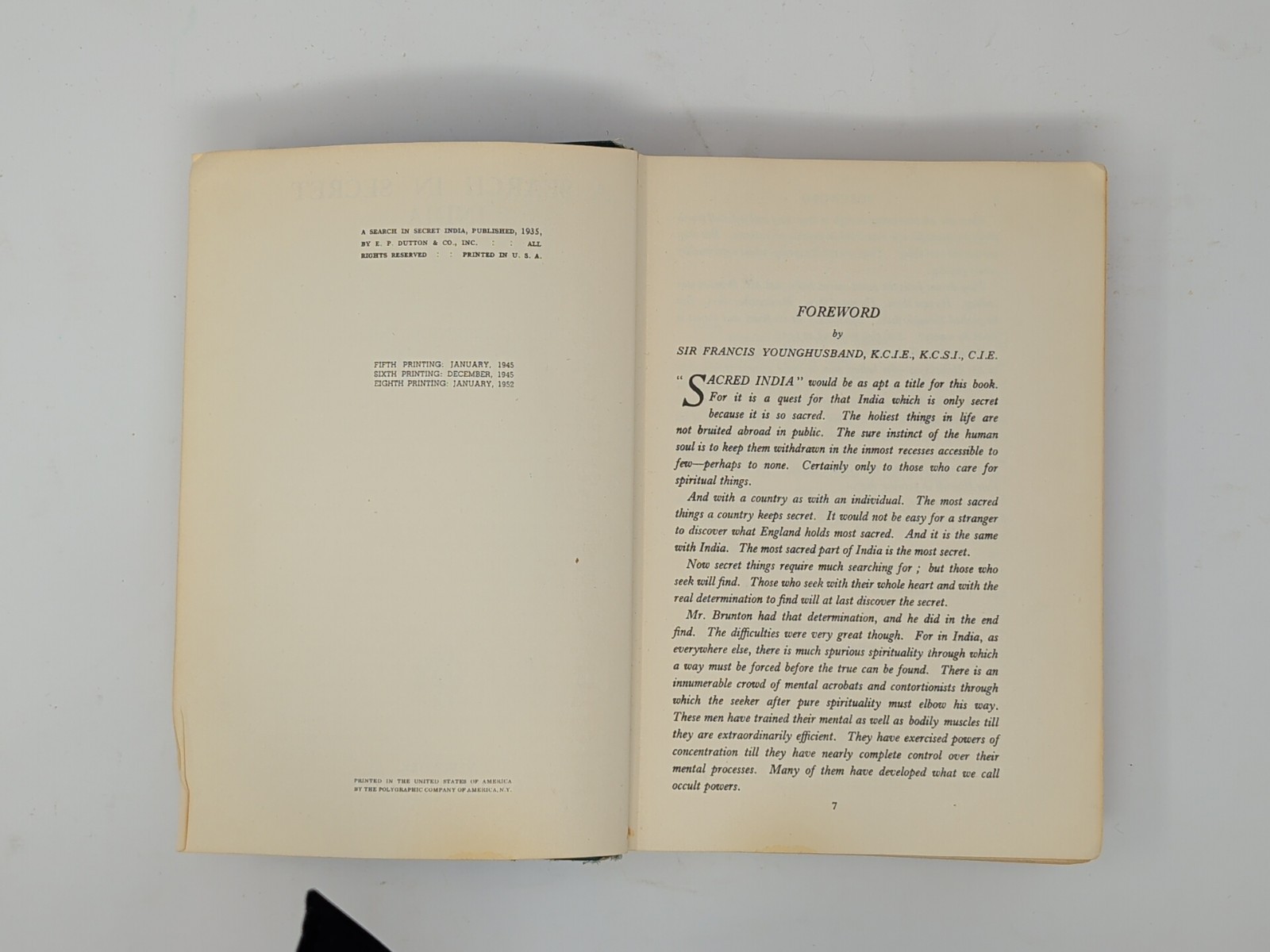 A Search in Secret India by Paul Brunton 1950s Eight printing