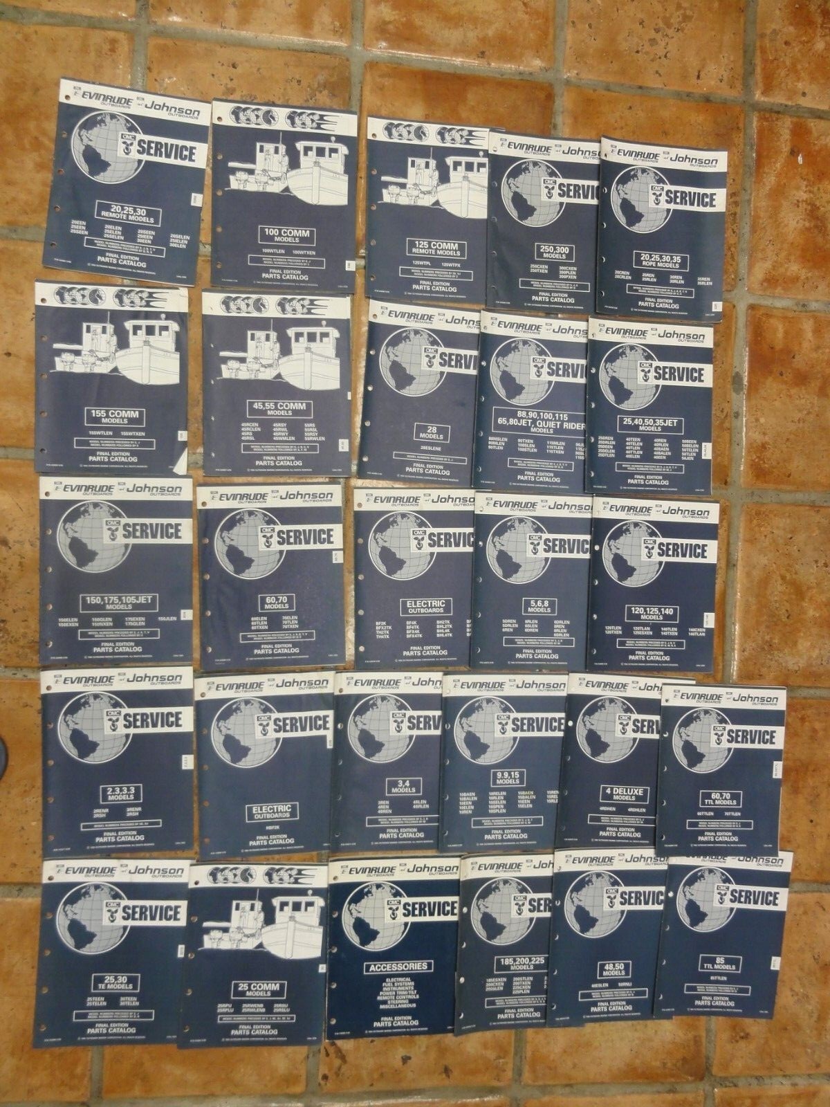 28 Evinrude Johnson Outboards Service Final Edition Parts Catalogs Lg Lot 1992