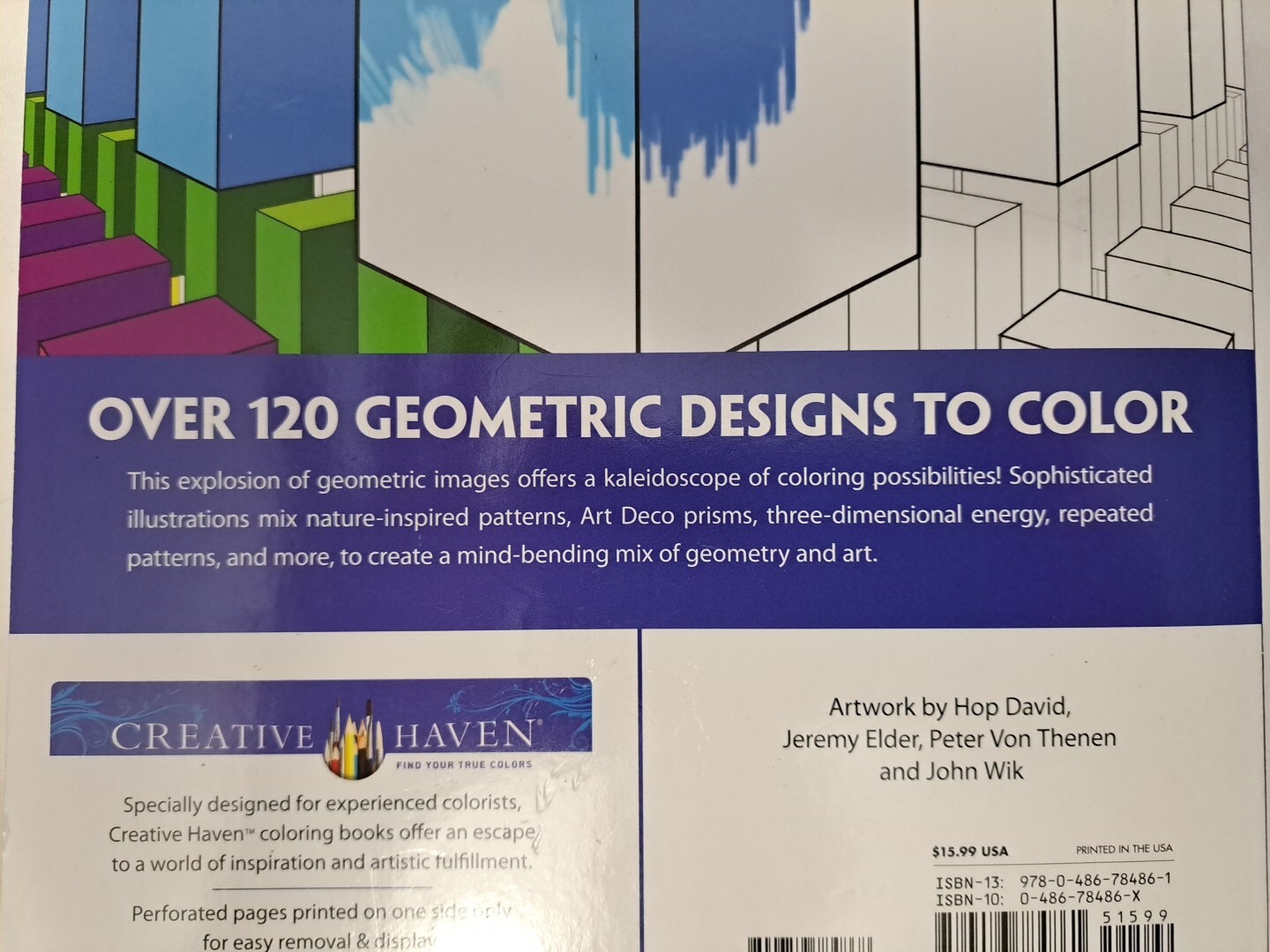 Creative Haven Geometric Designs Coloring Book by Dover Over 120 Pages, Kids