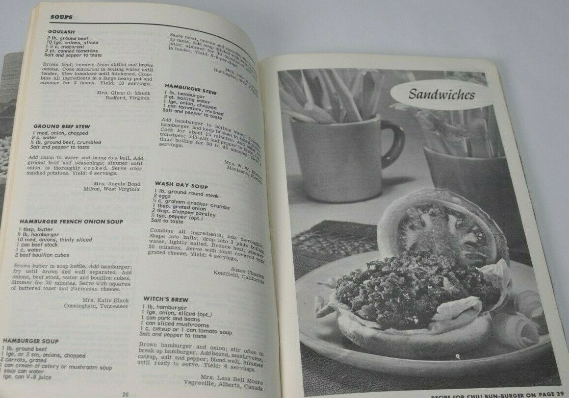 1967 Ground Beef Cookbook Over 500 Favorite Recipes Press 124 pages Vintage