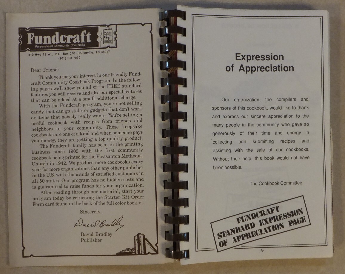 FUNDCRAFT’S SAMPLER COOKBOOK 56 PAGES OF RECIPES SAMPLE COVERS DIVIDERS FILLERS
