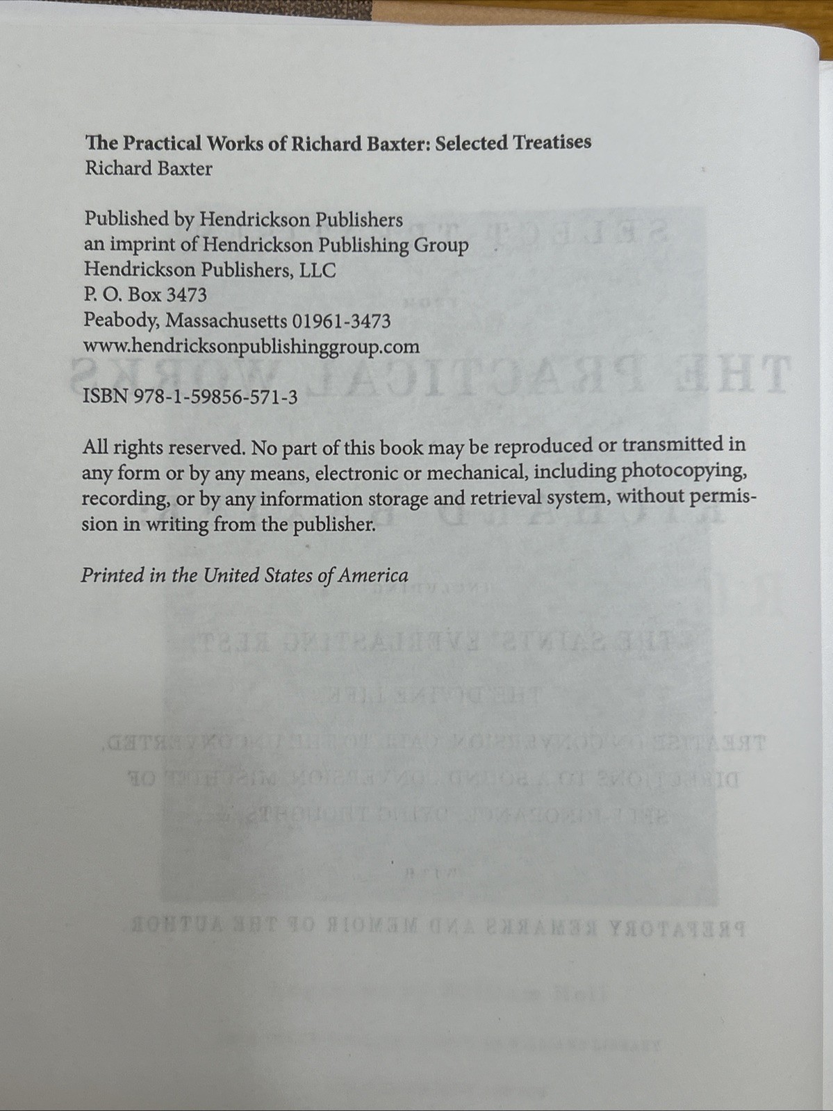 Practical Works of Richard Baxter : Selected Treatises (2010, Hardcover)