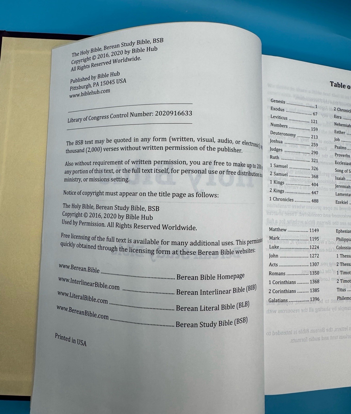 Berean Study Bible BSB — original 1st edition HC — 10.5 font, printed in USA