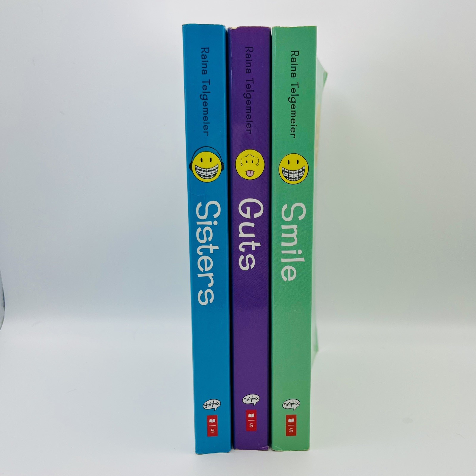 Lot of 3 by Raina Telgemeier SMILE, GUTS, SISTERS Book Graphic Novels