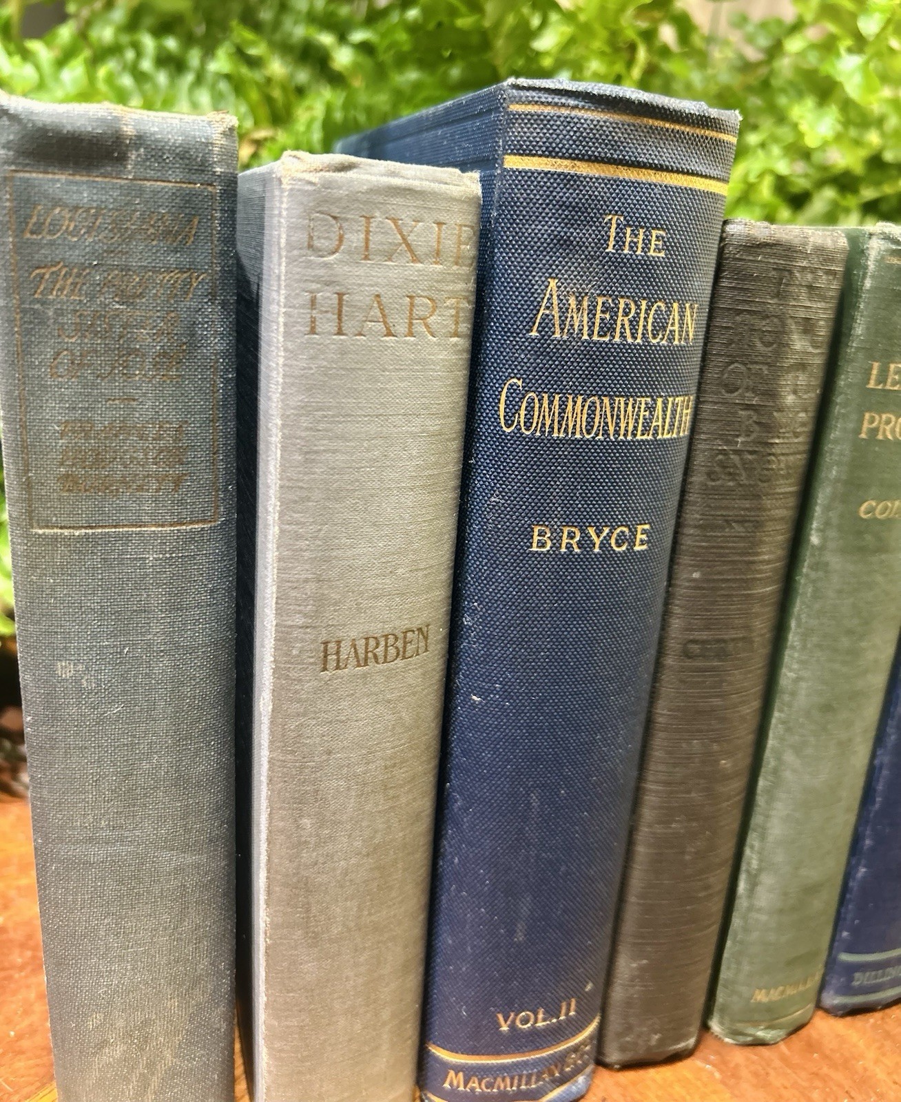 Set of 6 GREEN/BLUE ANTIQUE Books COTTAGE CORE Library Academia Decor Staging