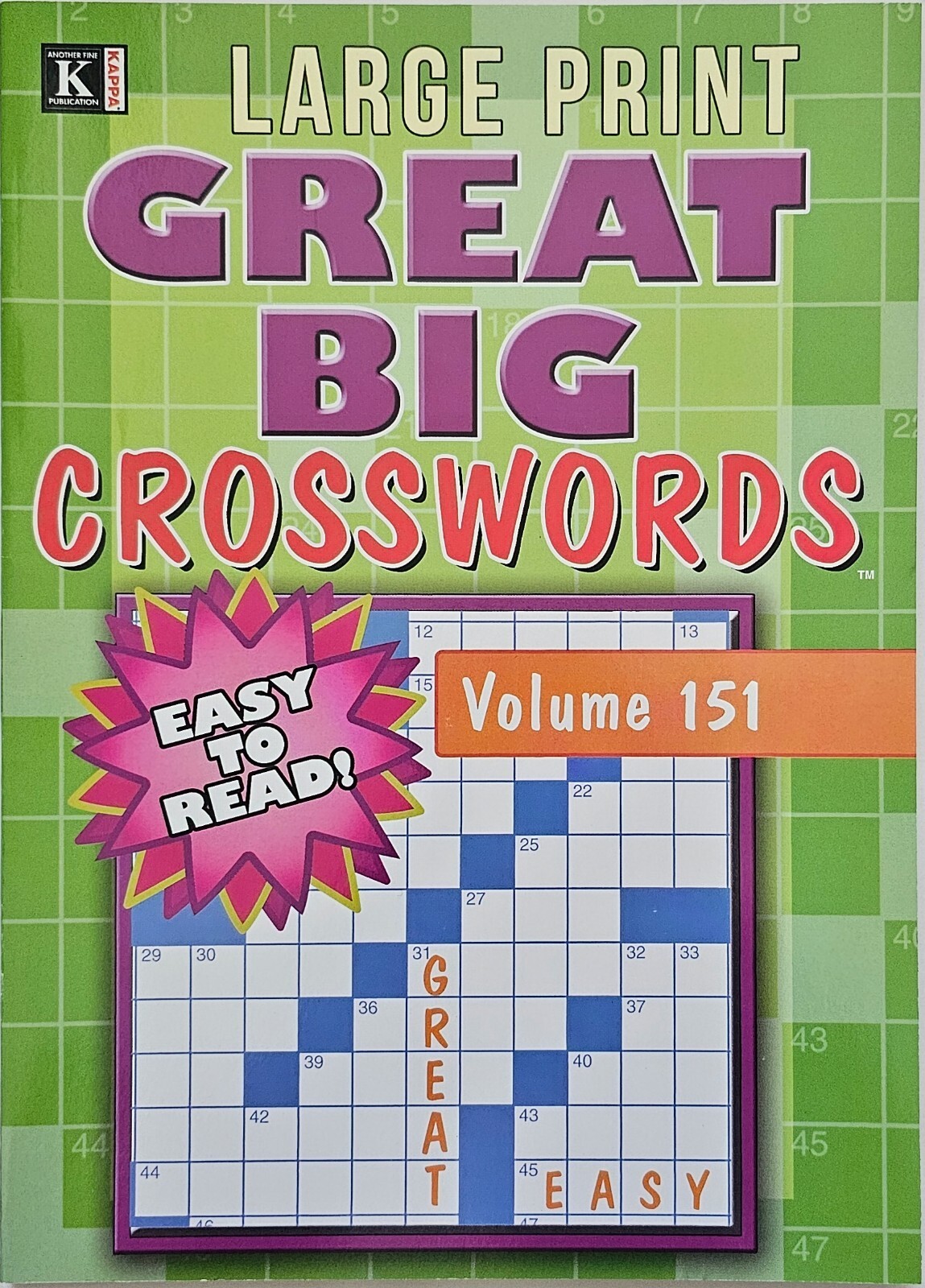 New 8 Large Print Great Big Crosswords Kappa Puzzle Books Vol#151-164 Fun Hobby