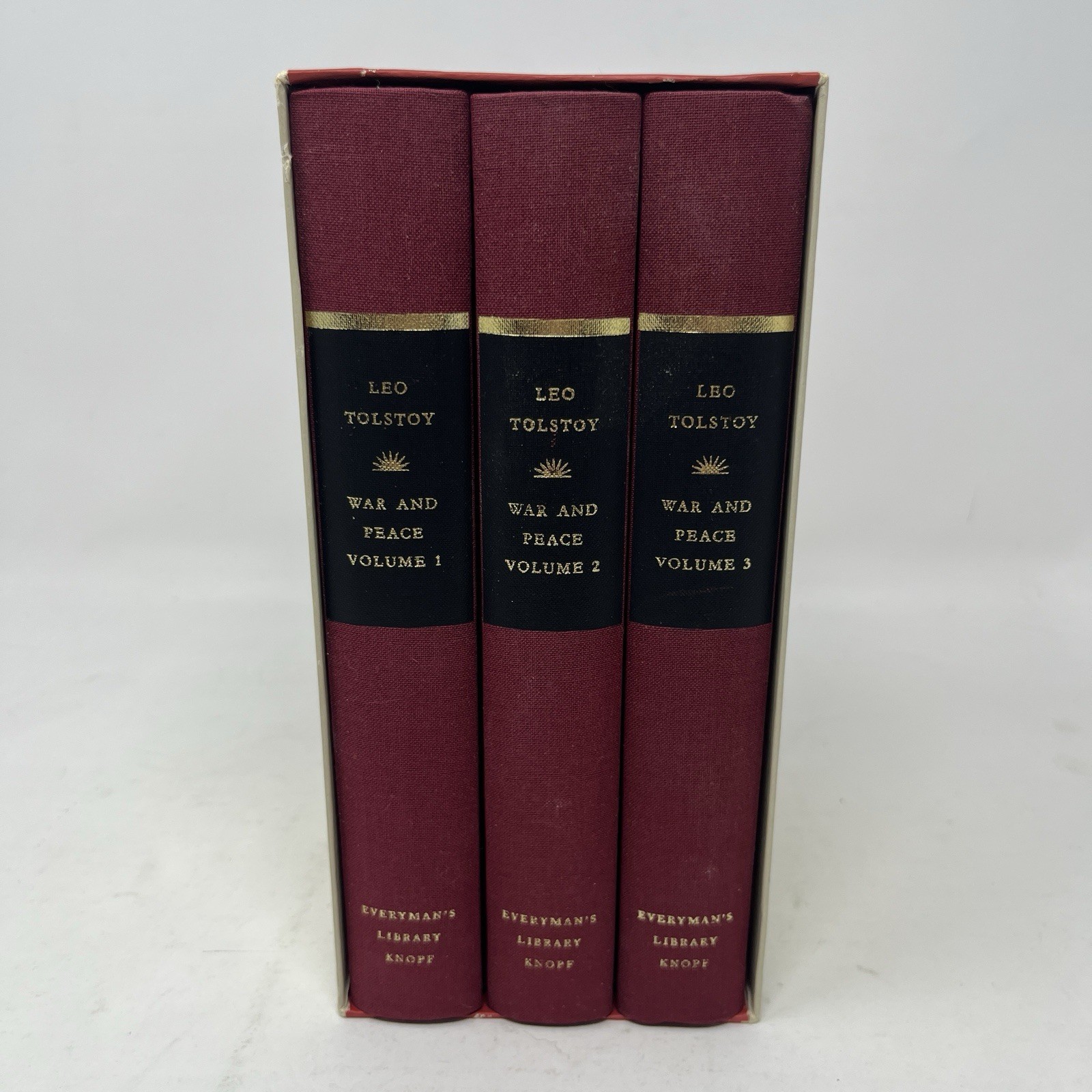 WAR AND PEACE 3 volume HC set w/ Slipcase Leo Tolstoy Everyman’s Library