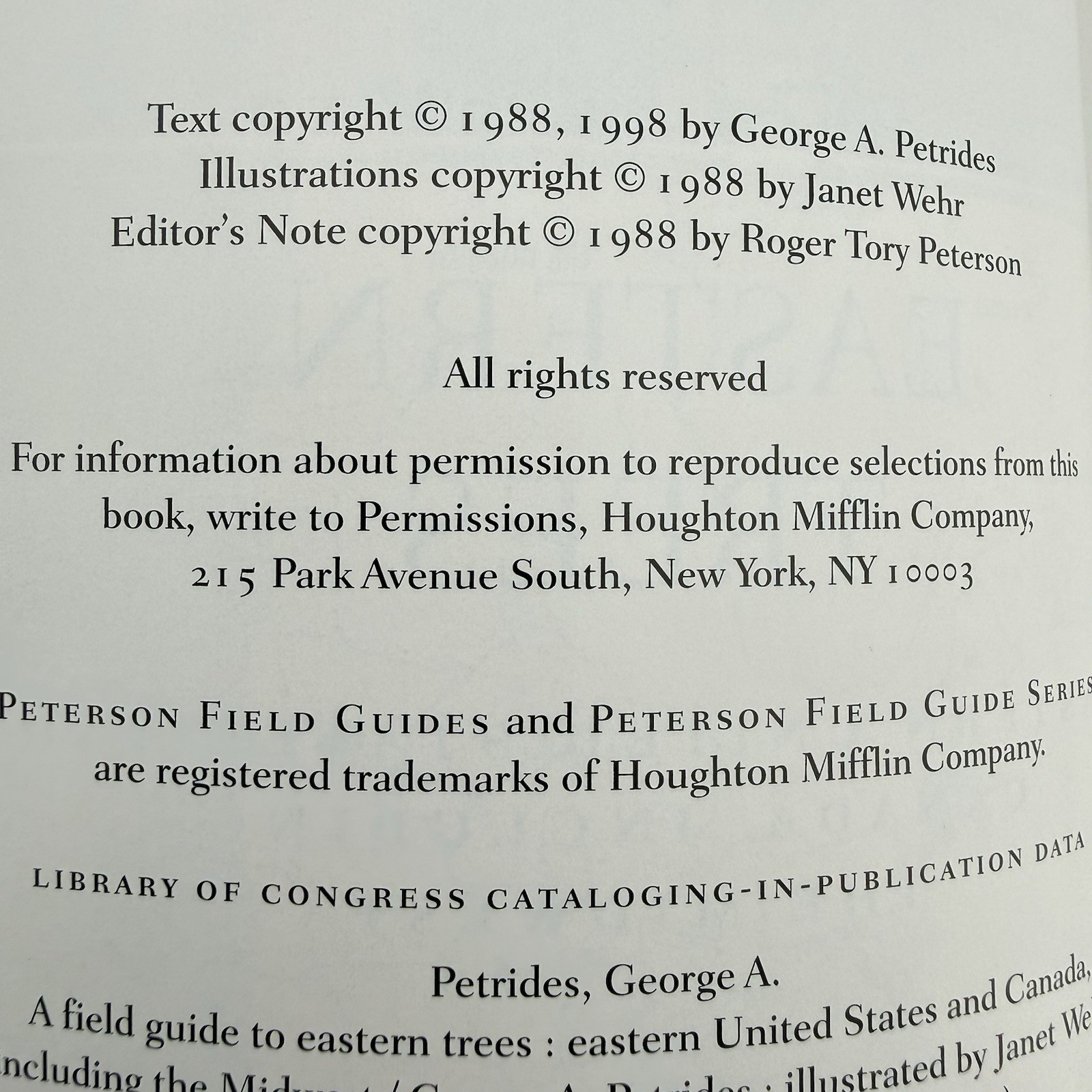Peterson Field Guide to Eastern Trees George A. Petrides Janet Wehr