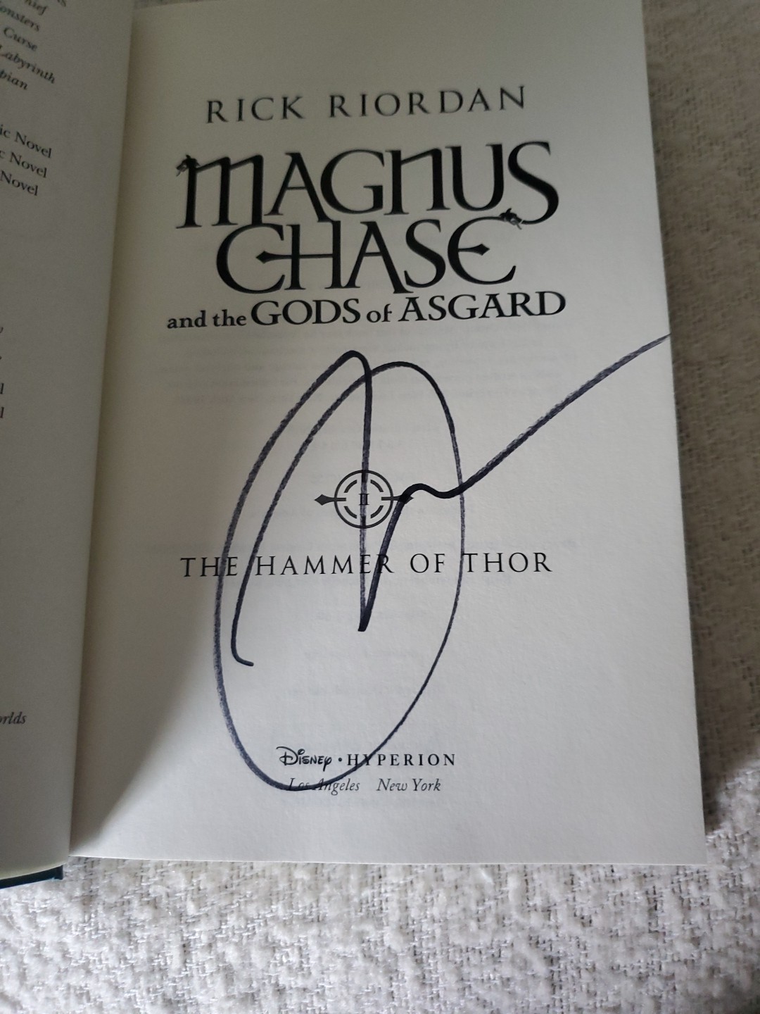 LOT OF THREE MAGNUS CHASE: RICK RIORDAN; FIRST/SIGNED: G
