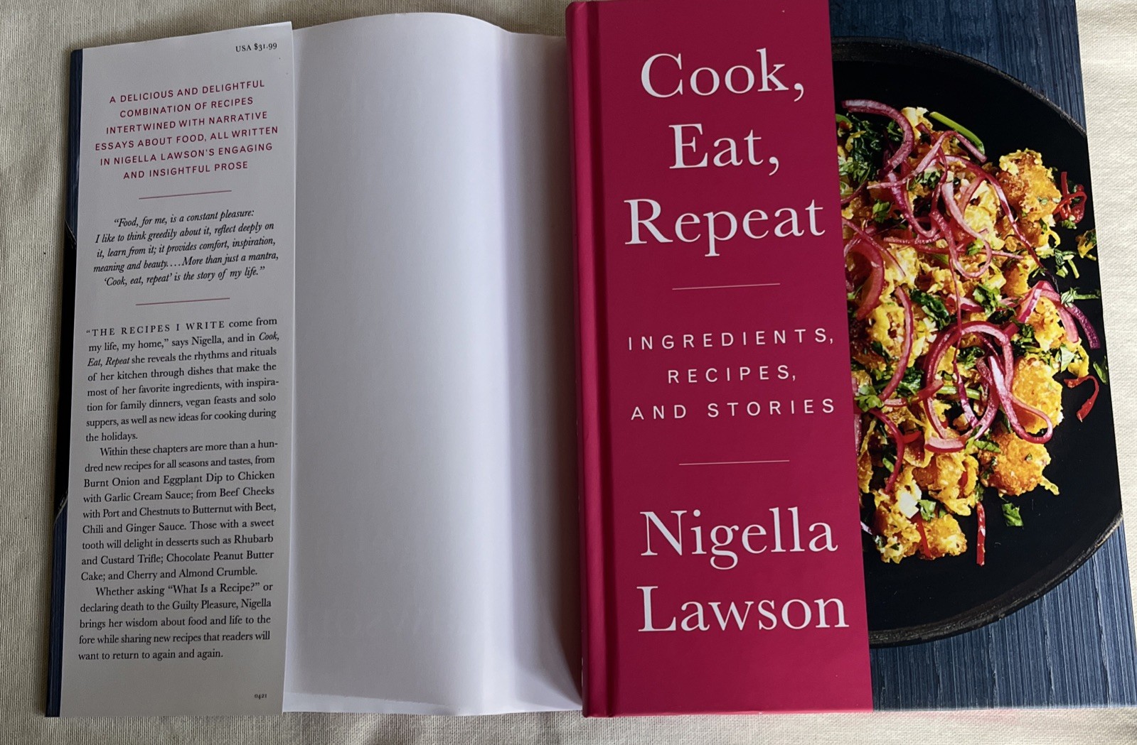 Nigella Lawson’s Cookbook “Cook, Eat, Repeat”, 2020, 342 Pages, Hardcover W/ DJ