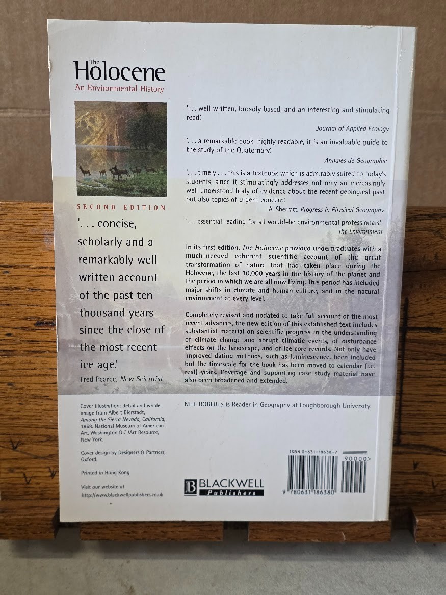 1998 Second Edition The Holocene: An Environmental History soft cover excellent