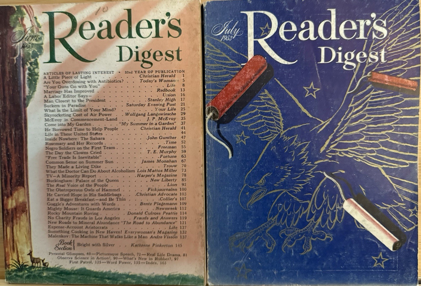 1953 June July READER’S DIGEST MAGAZINE Vintage History Short Stories Tales