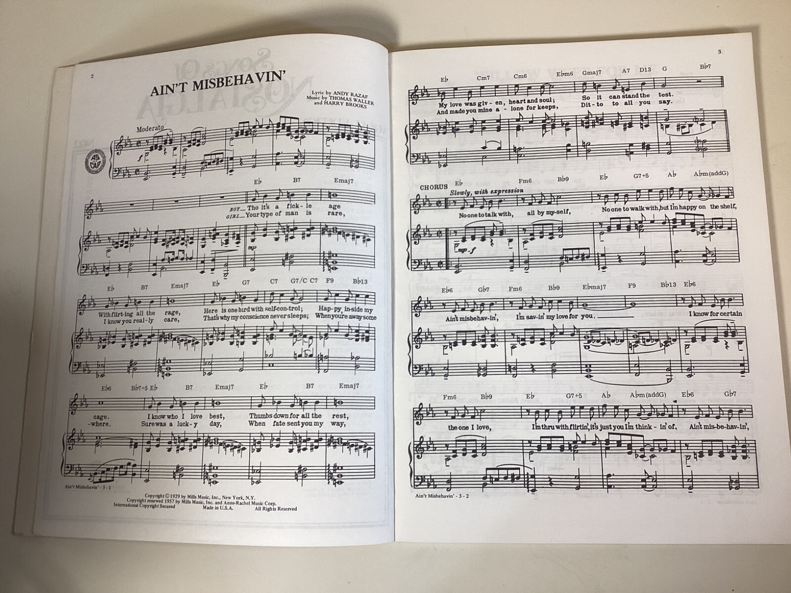 Songs Of Nostalgia Vocal Edition No 2 – Songbook 1978 – Sheet Music – 104 Pages