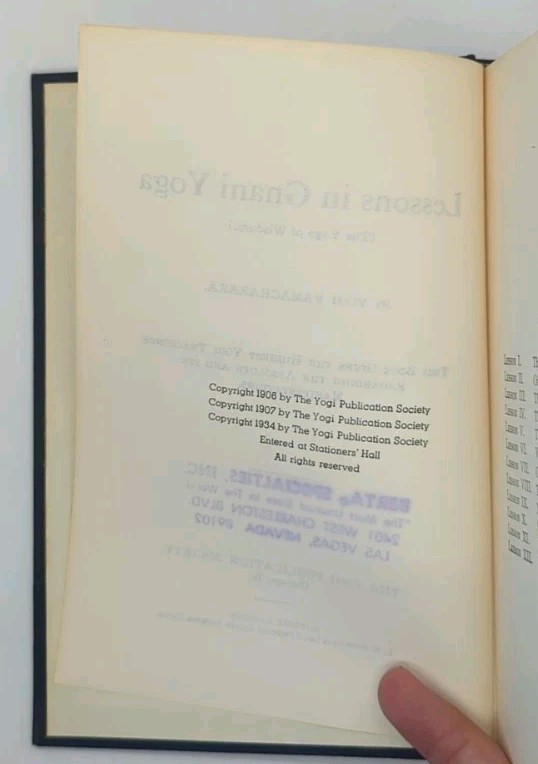 Lessons in Gnani Yoga by Yogi Ramacharaka (1934, Yogi Publication Society)