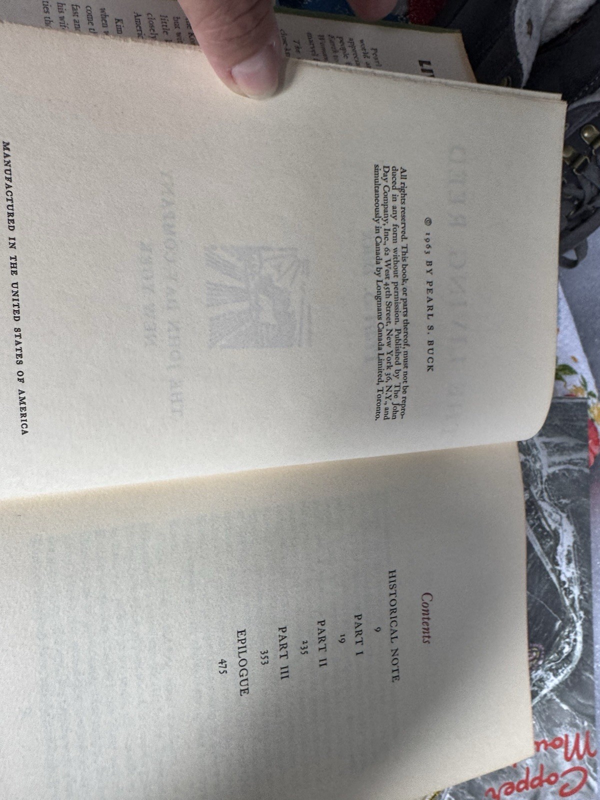 Vintage The Living Reed by Pearl S. Buck 1963 HC DJ Book Club Ed