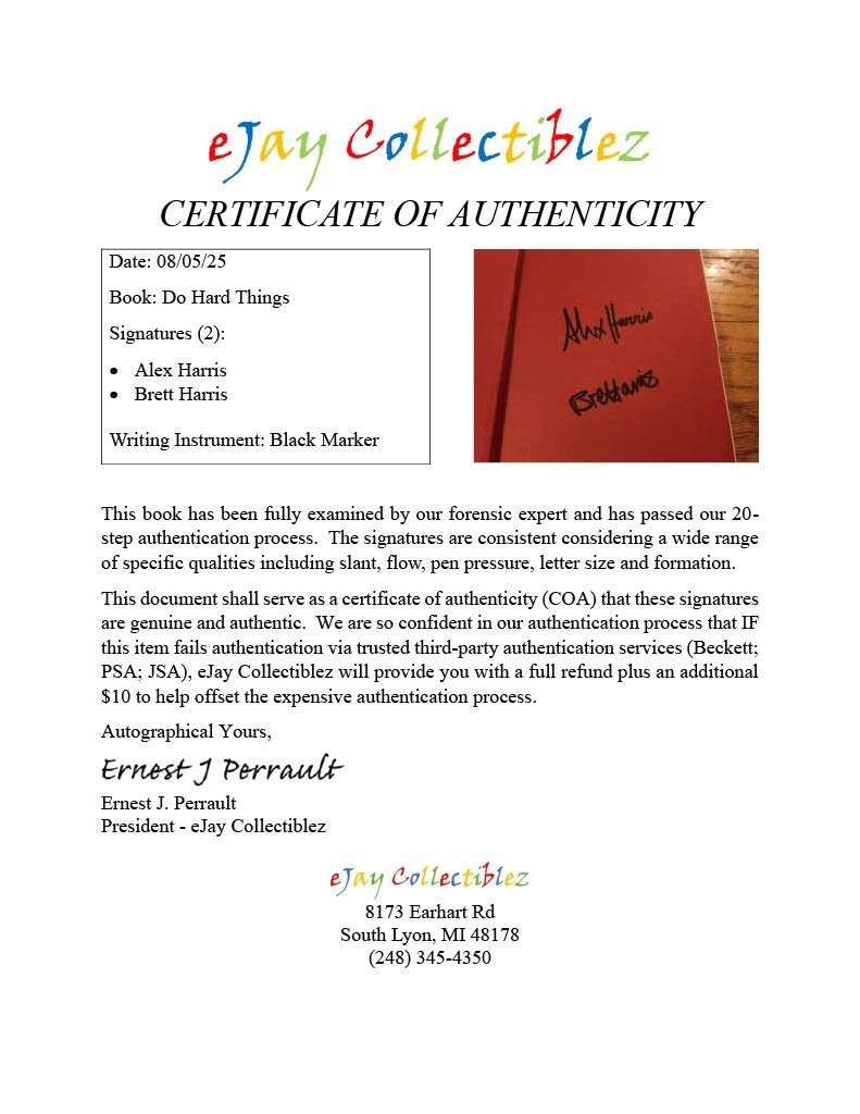 Alex AND Brett Harris SIGNED Do Hard Things Teenage Rebellion First Edition COA