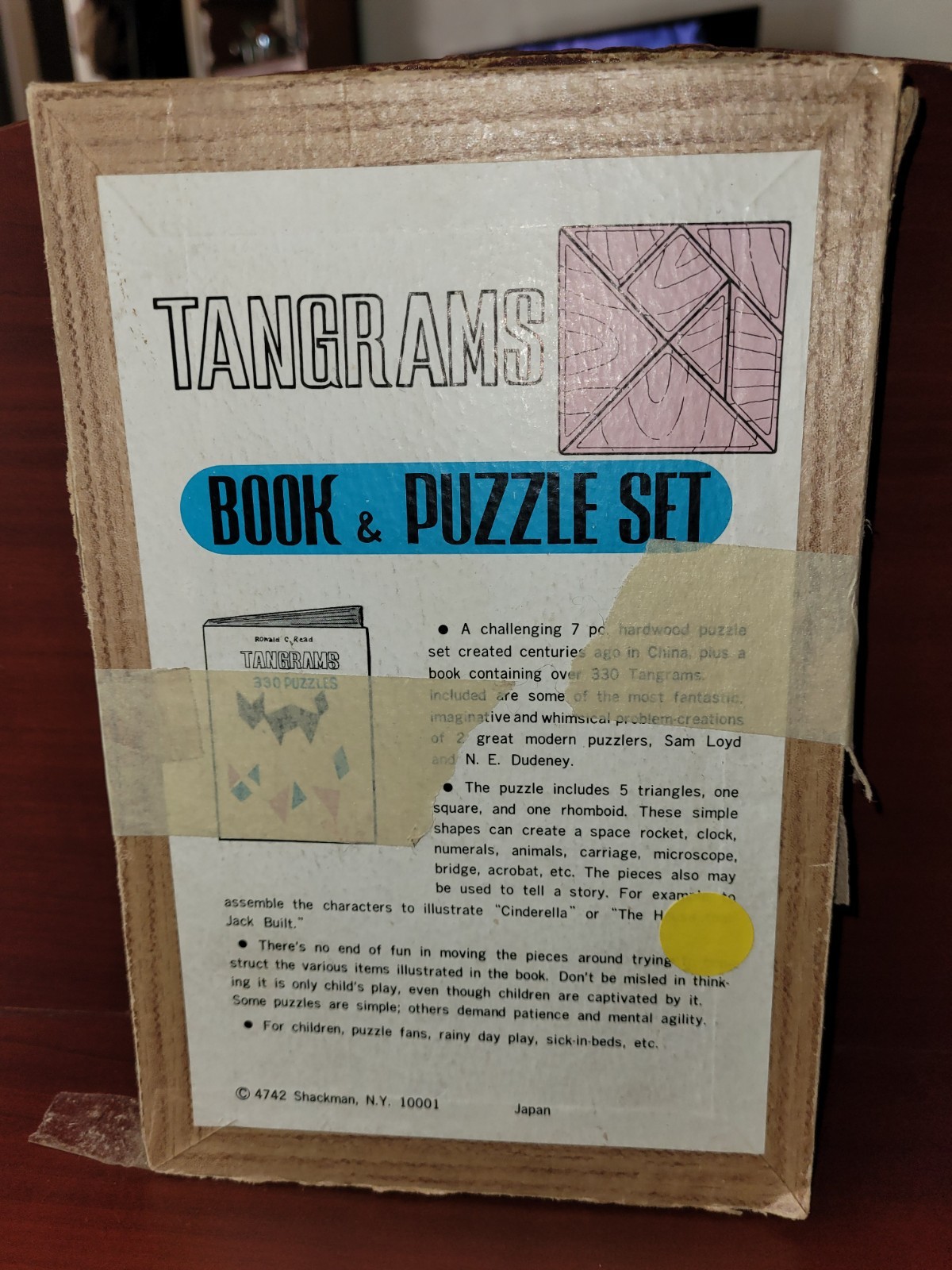 Tangram Puzzles Deluxe Wood Pieces & Book Japan 1960’s