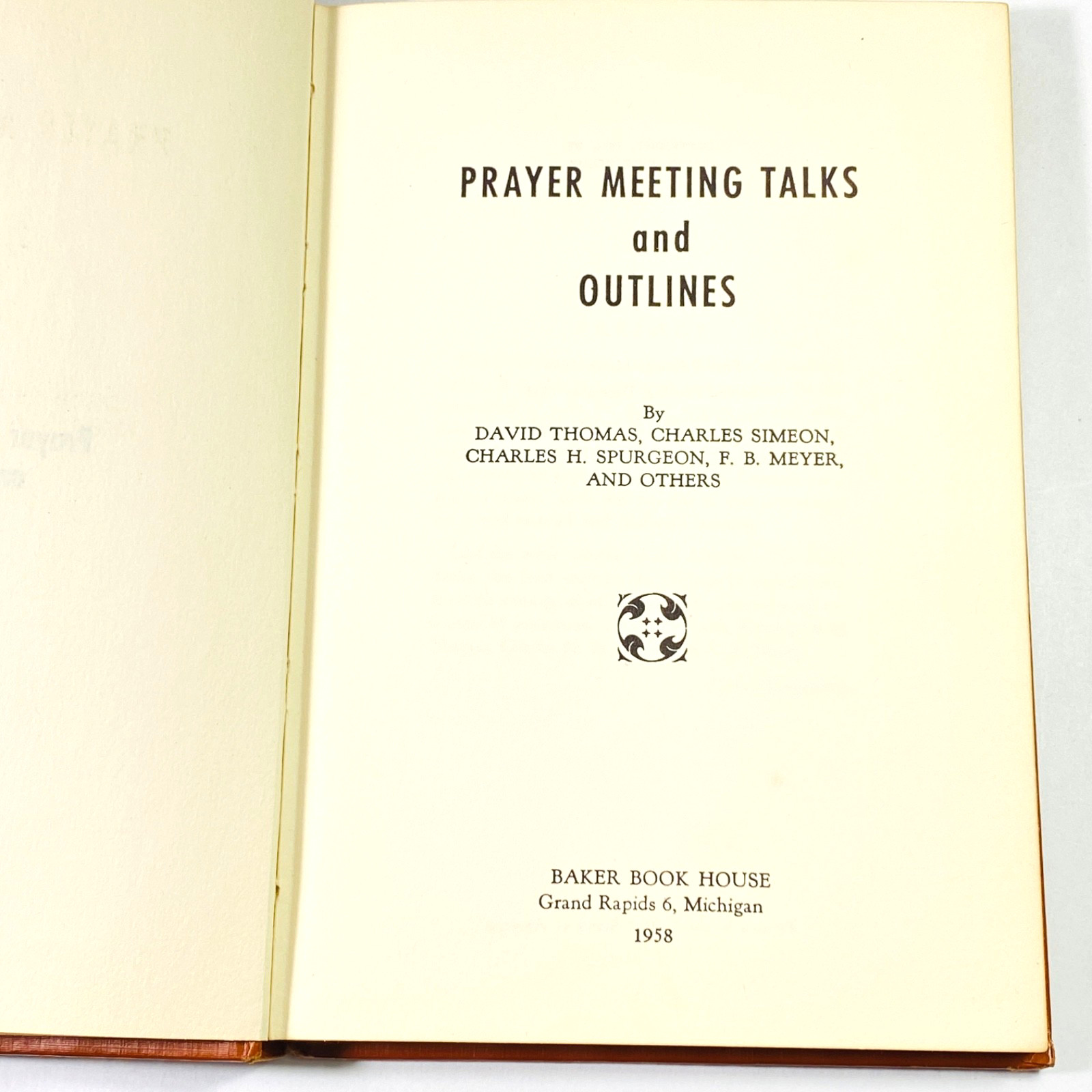 PRAYER MEETING TALKS & OUTLINES – 1958 BAKER BOOK HOUSE – CHRISTIAN HARD COVER