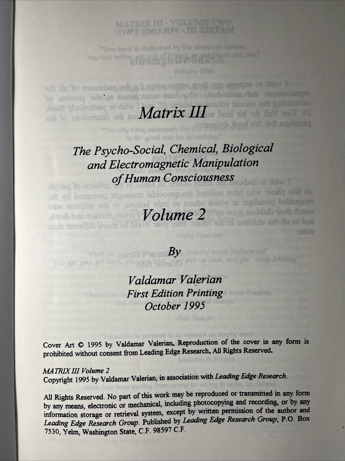 MATRIX III Volume 2,by Valdamar Valerian, 1012 Pages In 1 Book,REPRINT,Brand New