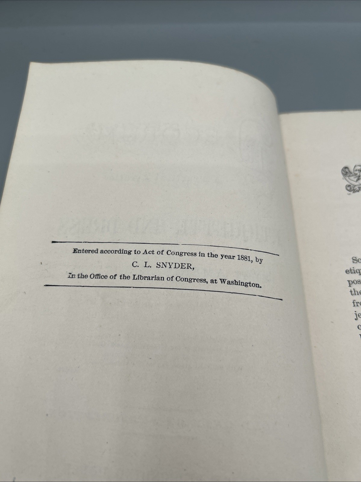 DECORUM 1881’s A PRACTICAL TREATISE ON ETIQUETTE AND DRESS of the Best American