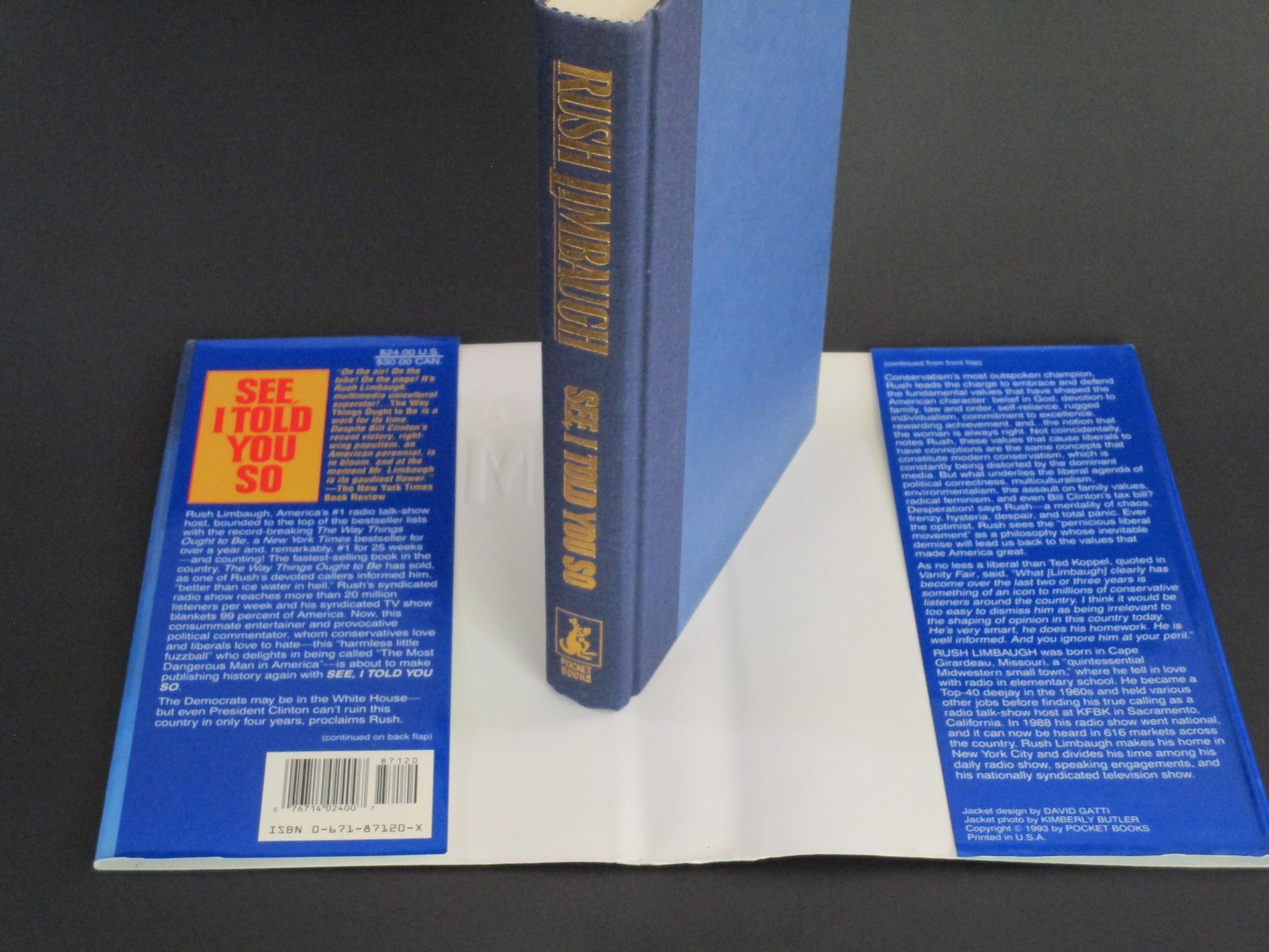 See, I Told You So by Rush Limbaugh. Signed 1st/1st. 1993 Pocket Books. HCDJ.