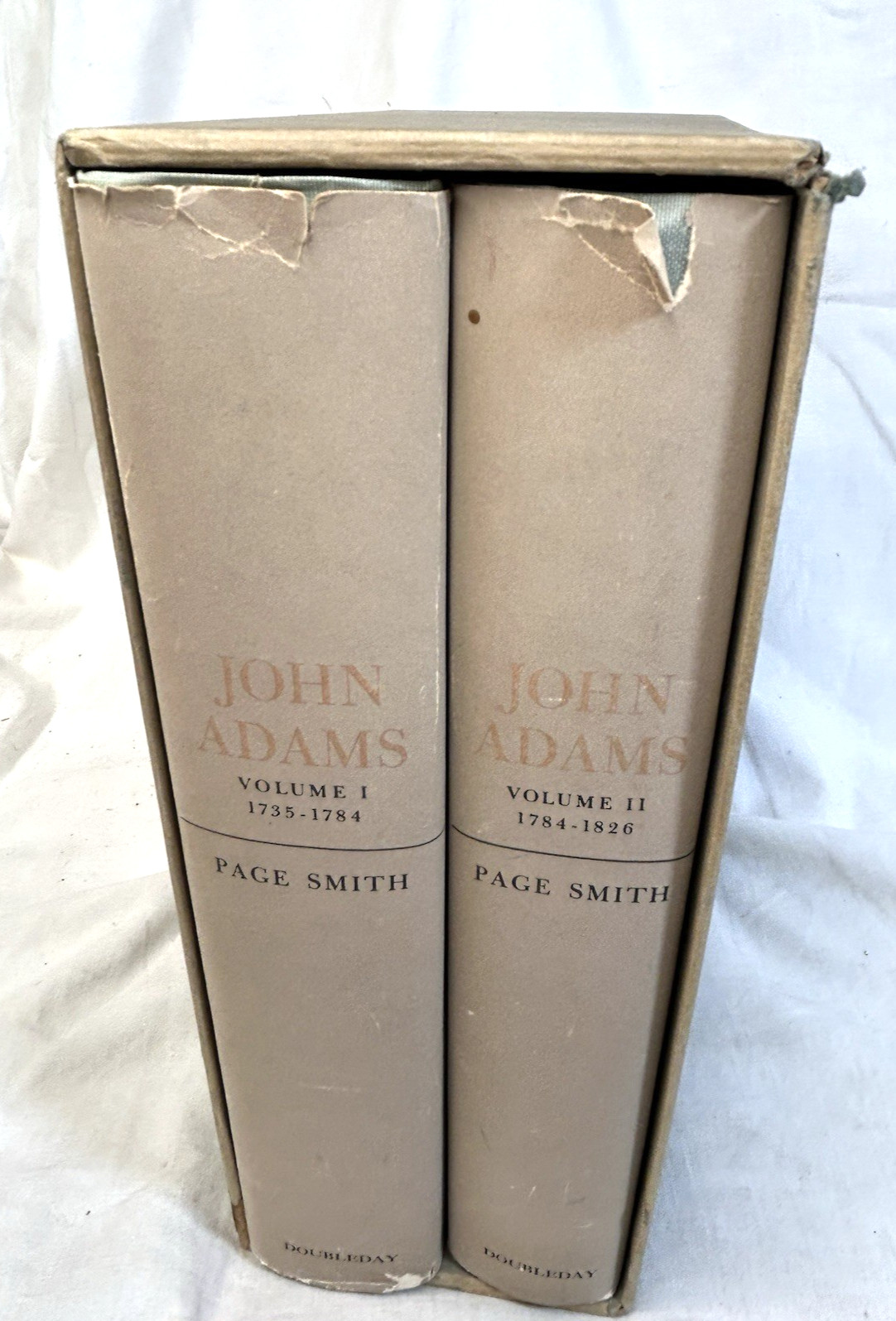 John Adams by Page Smith Vols 1 & 2 HC DJ 1962 Slipcase Biography BOMC