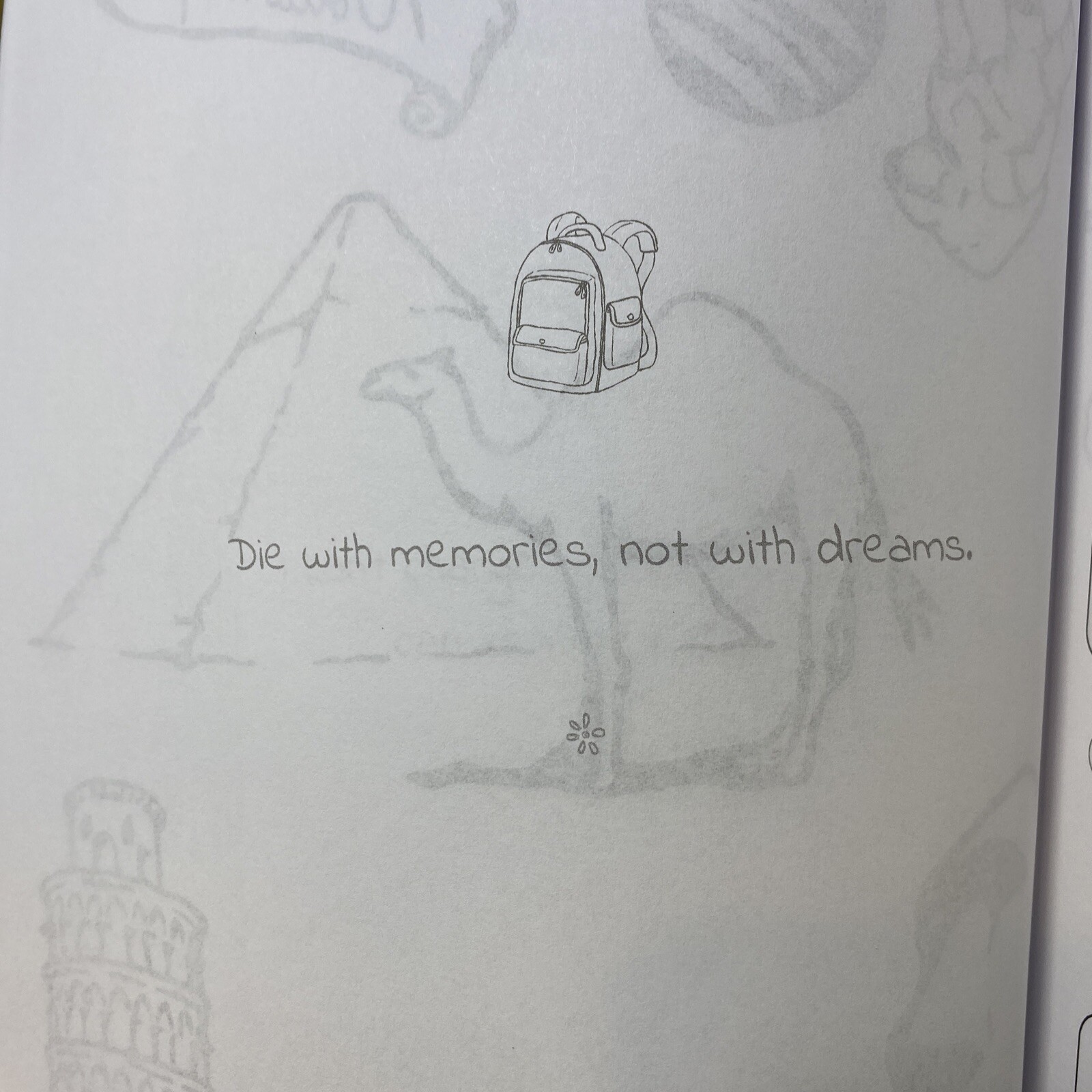 Adult Travel Coloring Book 100 pages, 47 Coloring pages, Inspirational Quotes