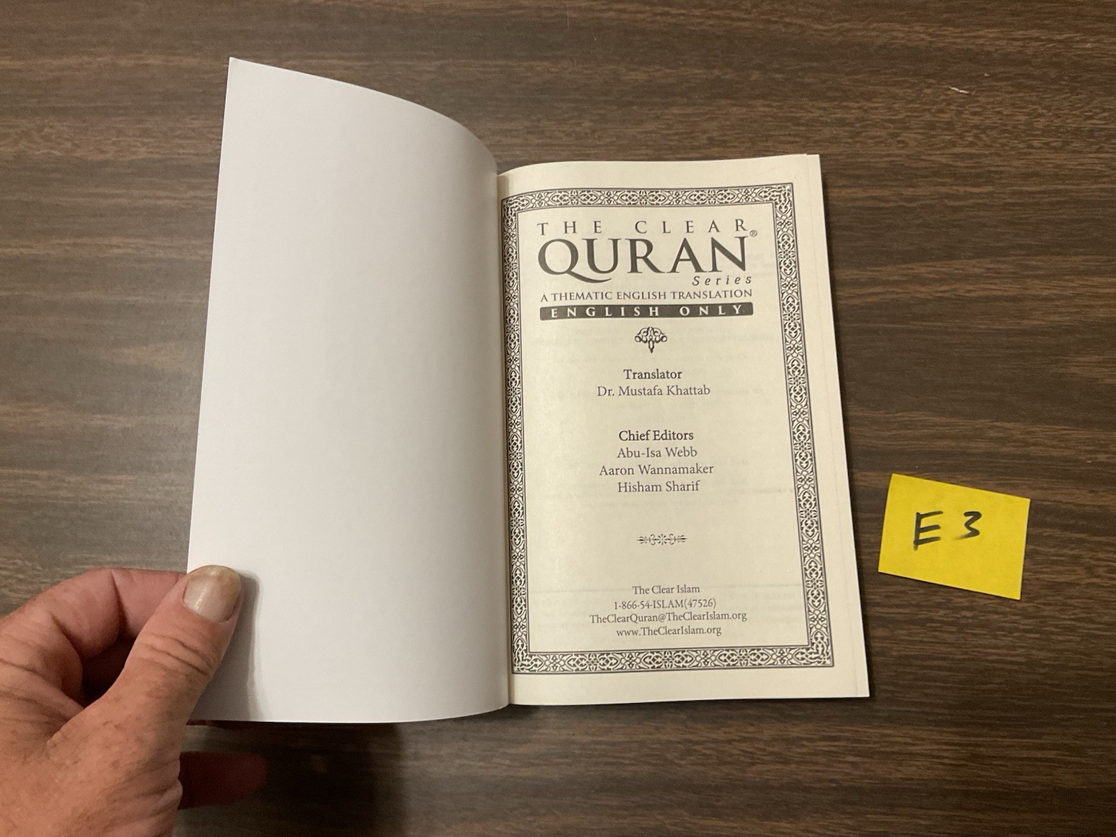The Clear Quran Series English Only A Thematic English Translation, PB, 2016, E3