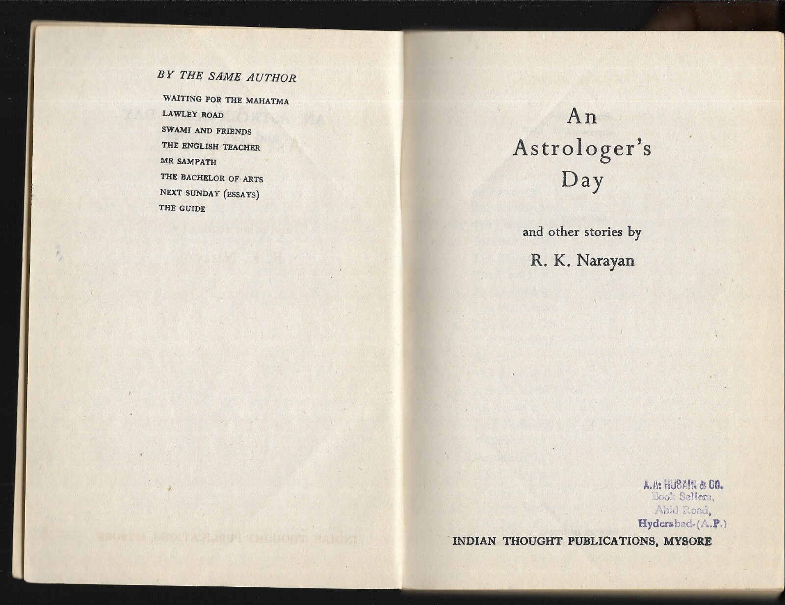 An Astrologer’s Day And Other Stories R. K. Narayan Paperback Reprint 1968 India