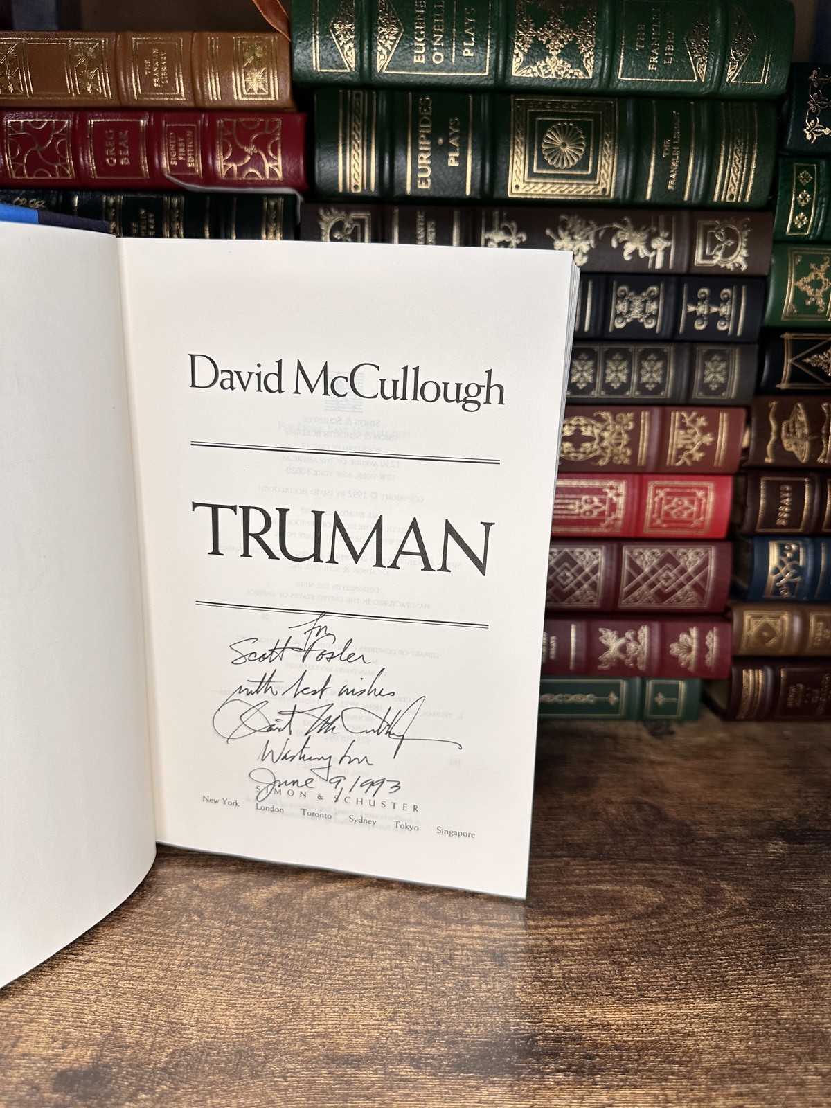 Truman David McCullough SIGNED Inscribed First Edition 1992 HC DJ