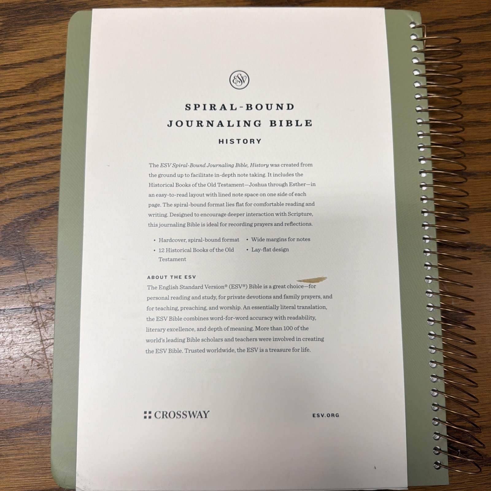 ESV SPIRAL-BOUND JOURNALING BIBLE: HISTORY-HARDCOVER