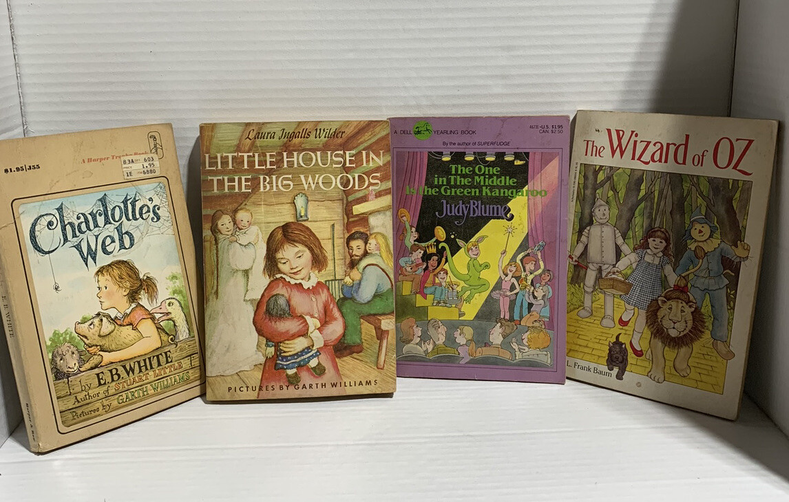 Vintage Traditional Children’s Books Charlotte’s Web, Wizard of Oz & Judy Blume