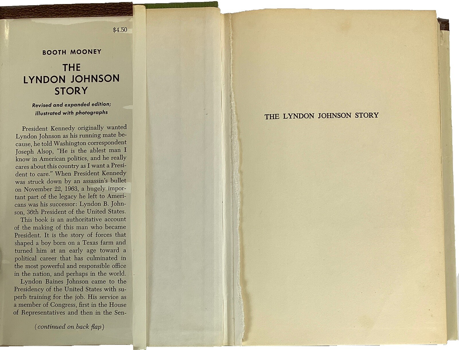 The Lyndon Johnson Story by Booth Mooney 1964 Hardcover Dallas Library Copy VG