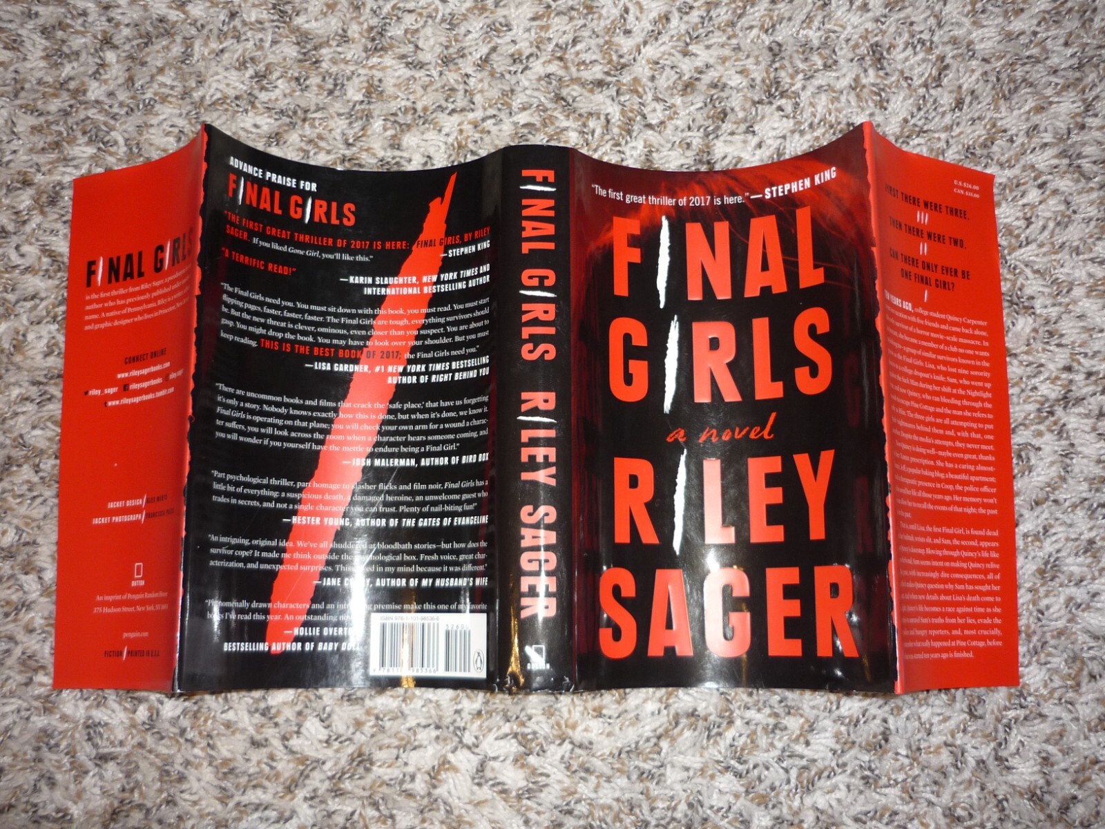 Final Girls by Riley Sager, 2017 Hardcover, First 1st Edition 3rd Print, DJ