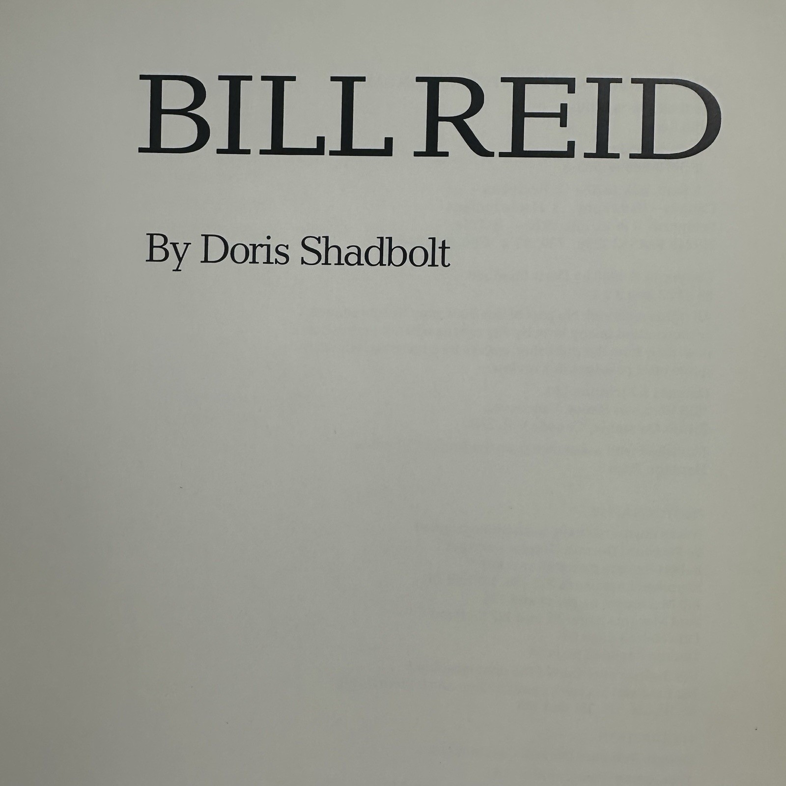 Bill Reid By Doris Shadbolt