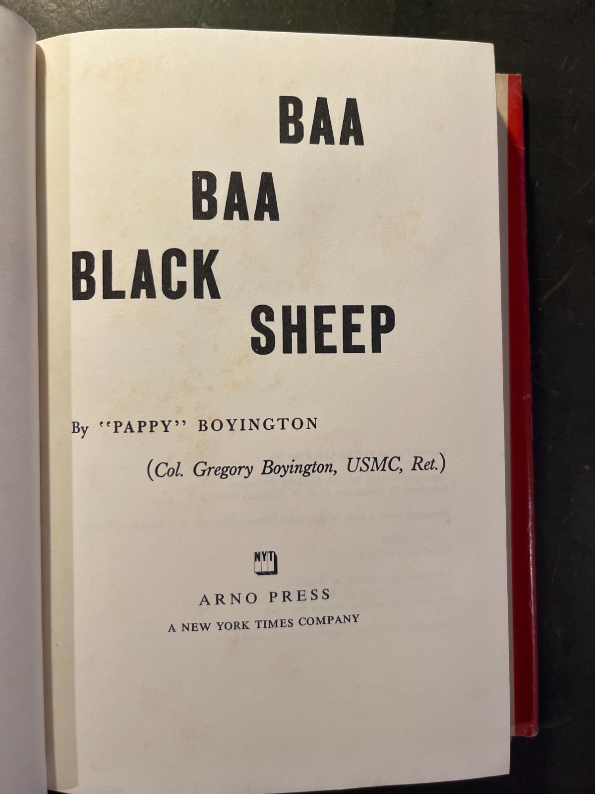 Baa Baa Black Sheep by Gregory Boyington (1972, Hardcover, Arno Press)