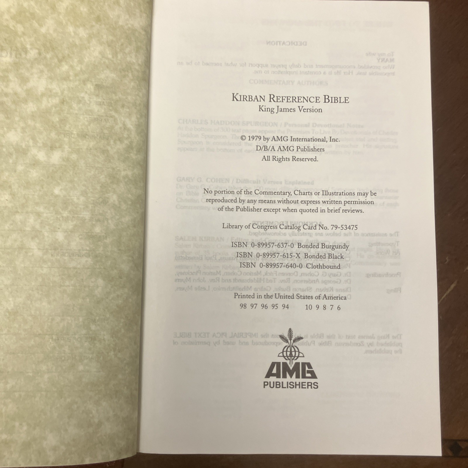 Kirban Reference Bible King James Version Hardcover w/DJ Preowned