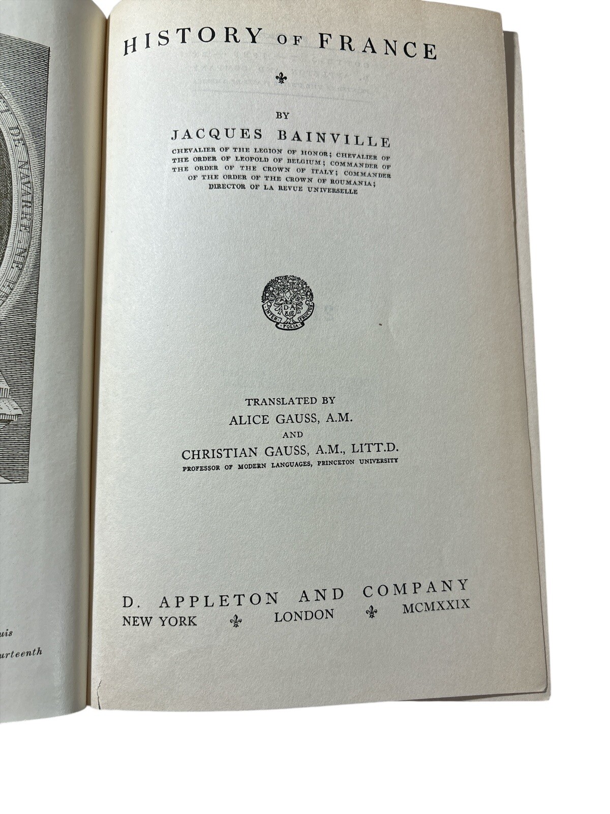 History Of France by Jacques Bainville 1926 Hardcover D. Appleton Publishers