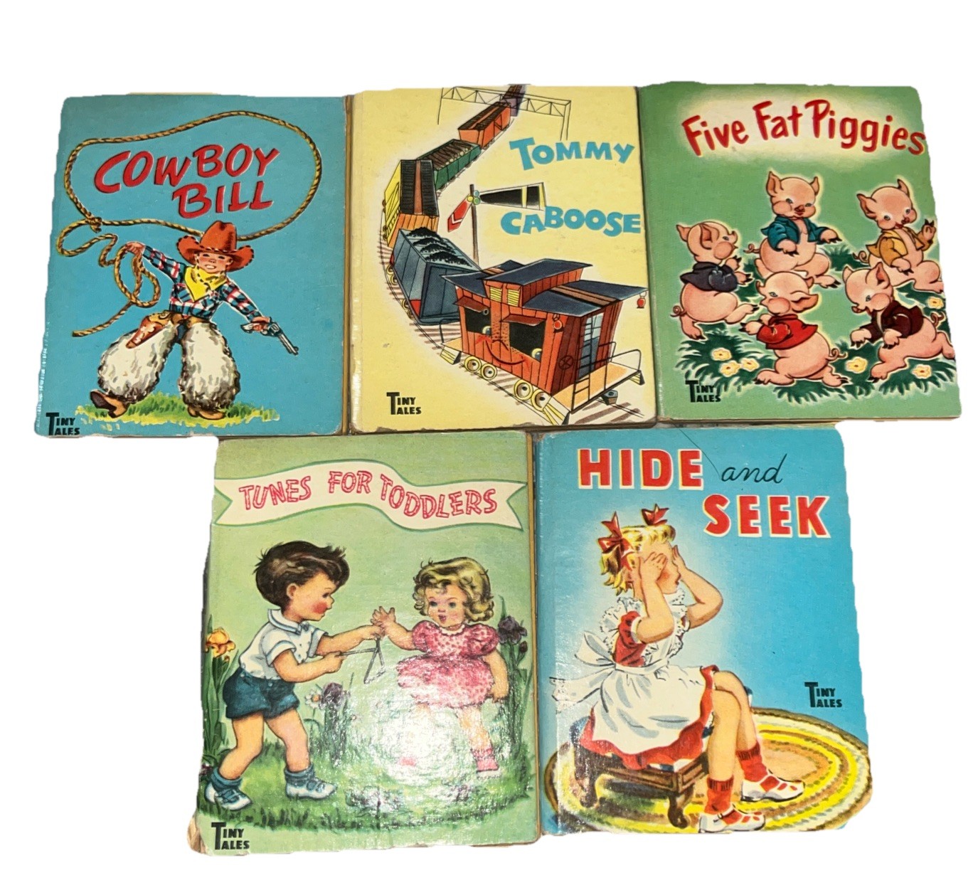 Whitman Publishing 1950s Tiny Tales Mini Books (5) Cowboy Bill, 5 Fat Piggies…