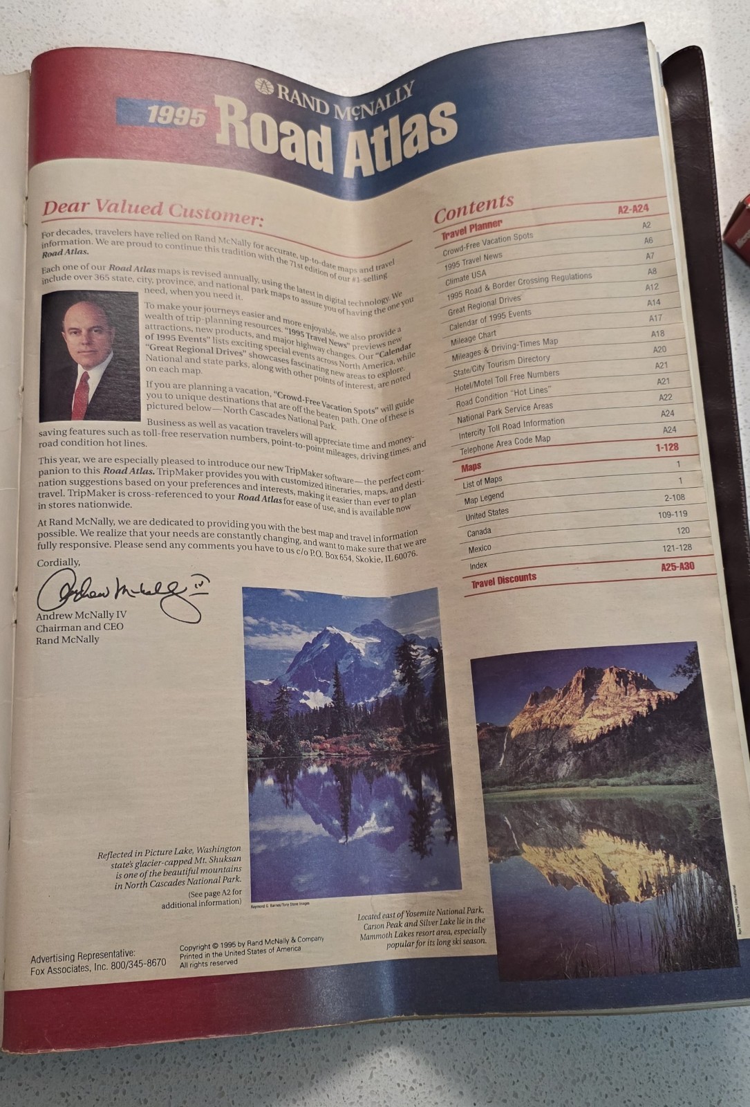 Rand McNally Atlas 1995 Includes United States,Canada,Mexico & Great Vintage Ads