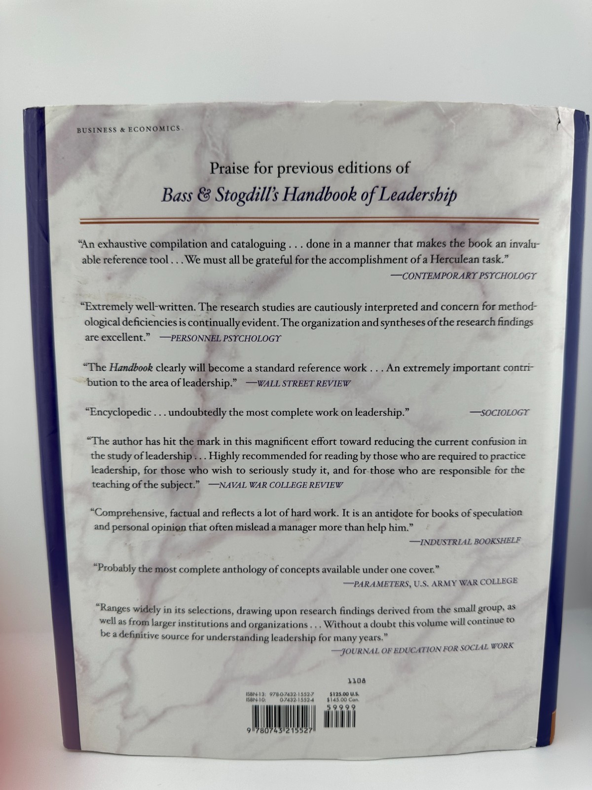 Bass Handbook of Leadership 4th Ed Bernard M Bass HC 2008