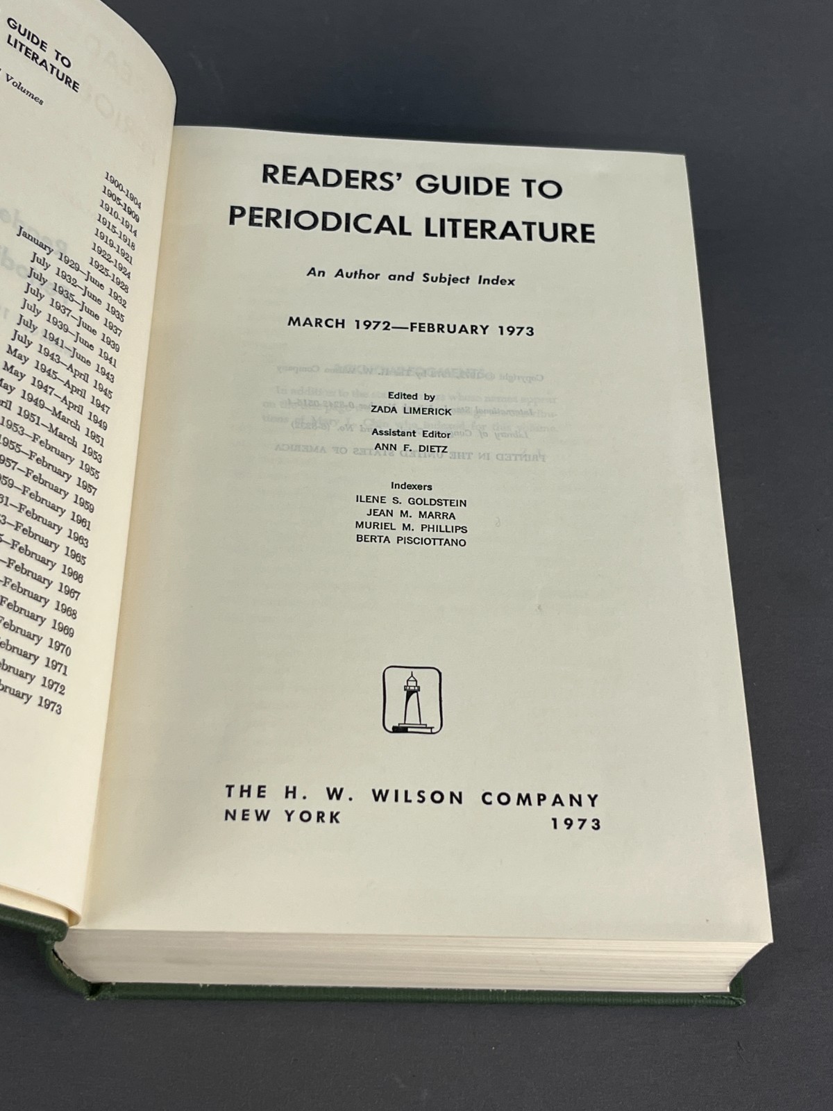 1972 -73 Reader’s Guide to Periodical Literature Volume 32 by H.W. Wilson