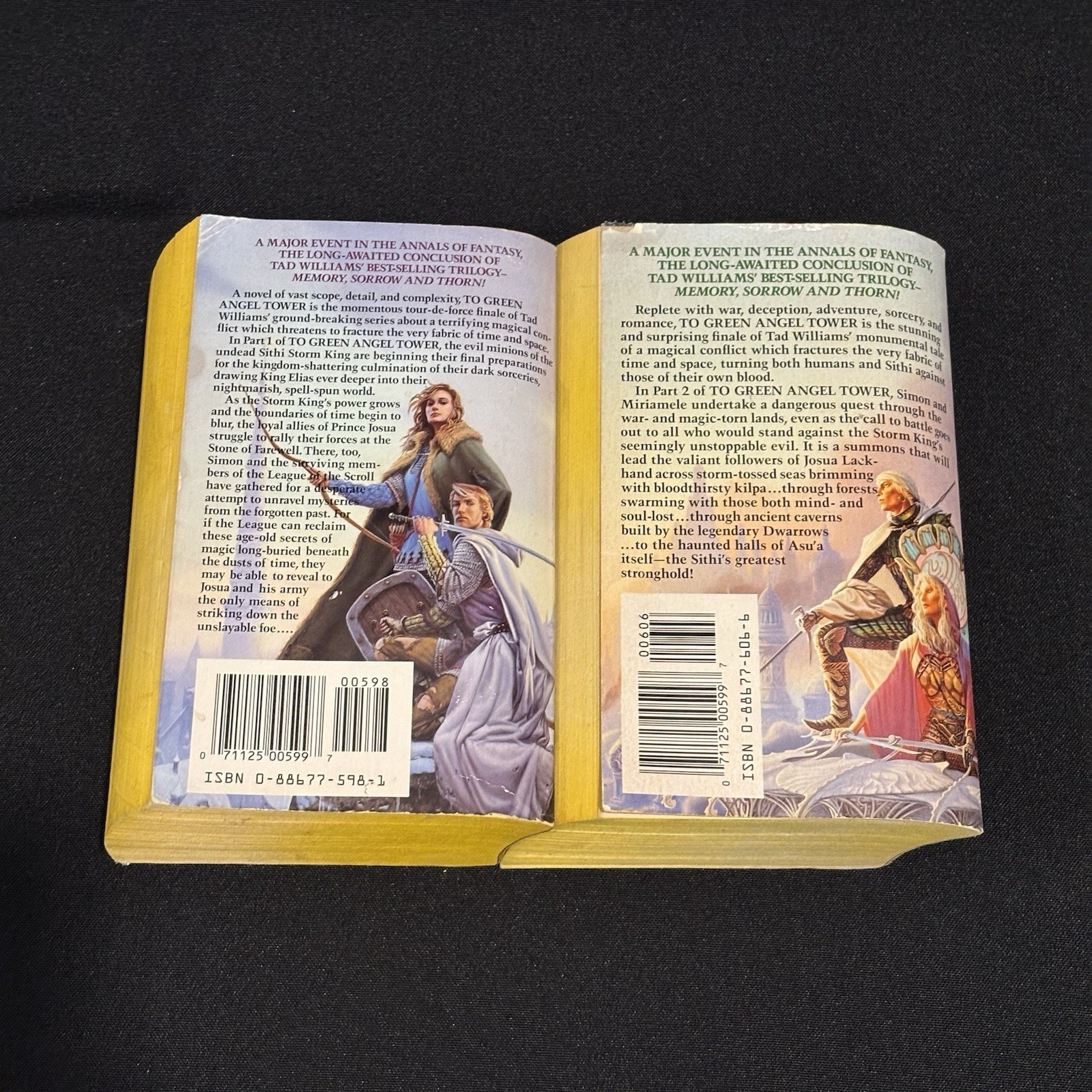 TO GREEN ANGEL TOWER Parts 1 & 2 by Tad Williams 1994 MMPB First DAW PB Edition