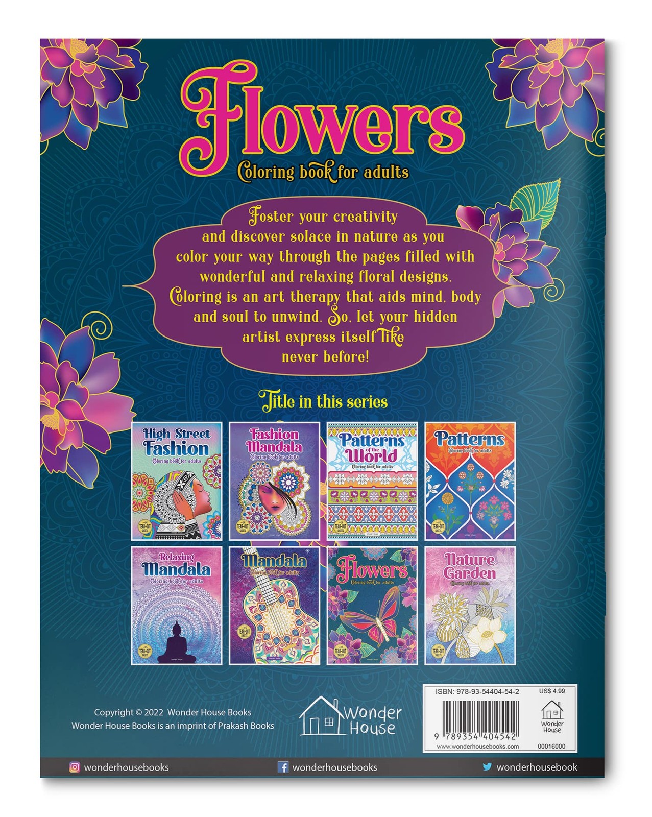 Flowers Coloring Book for adults Multicolor