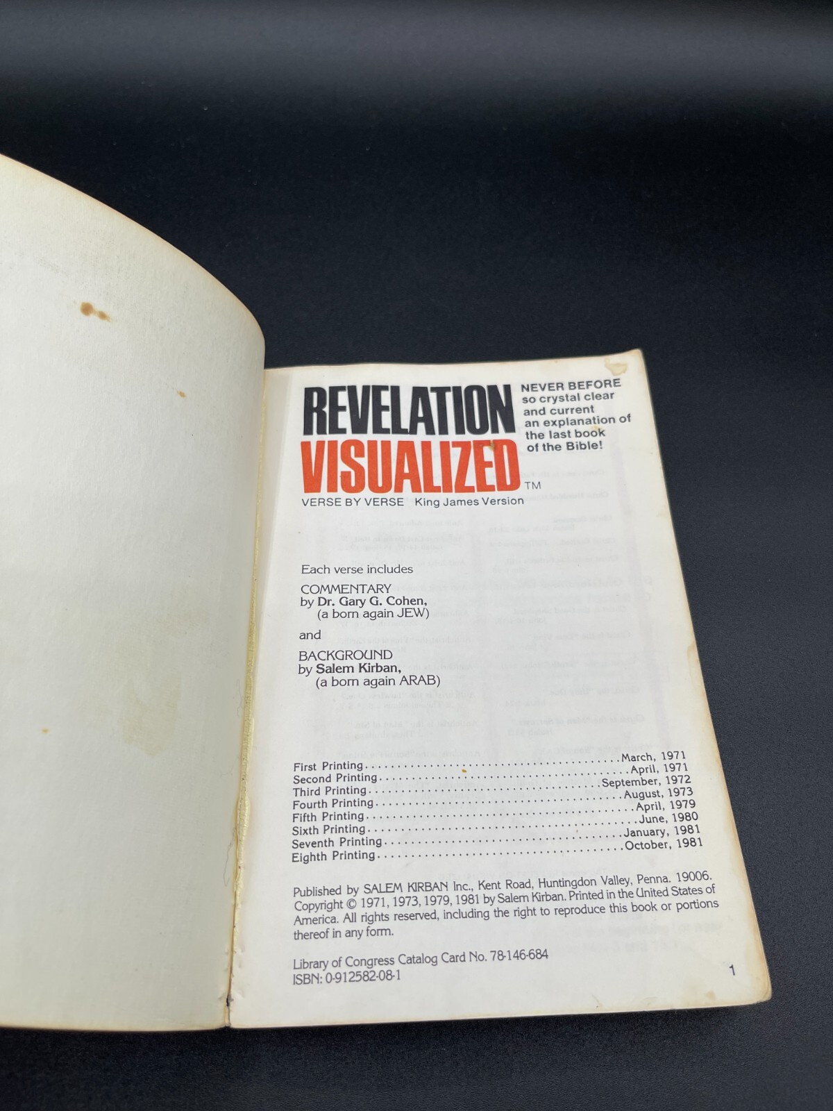 Revelation Visualized Verse by Verse KJV by Gary Cohen & Salem Kirban 8th Print