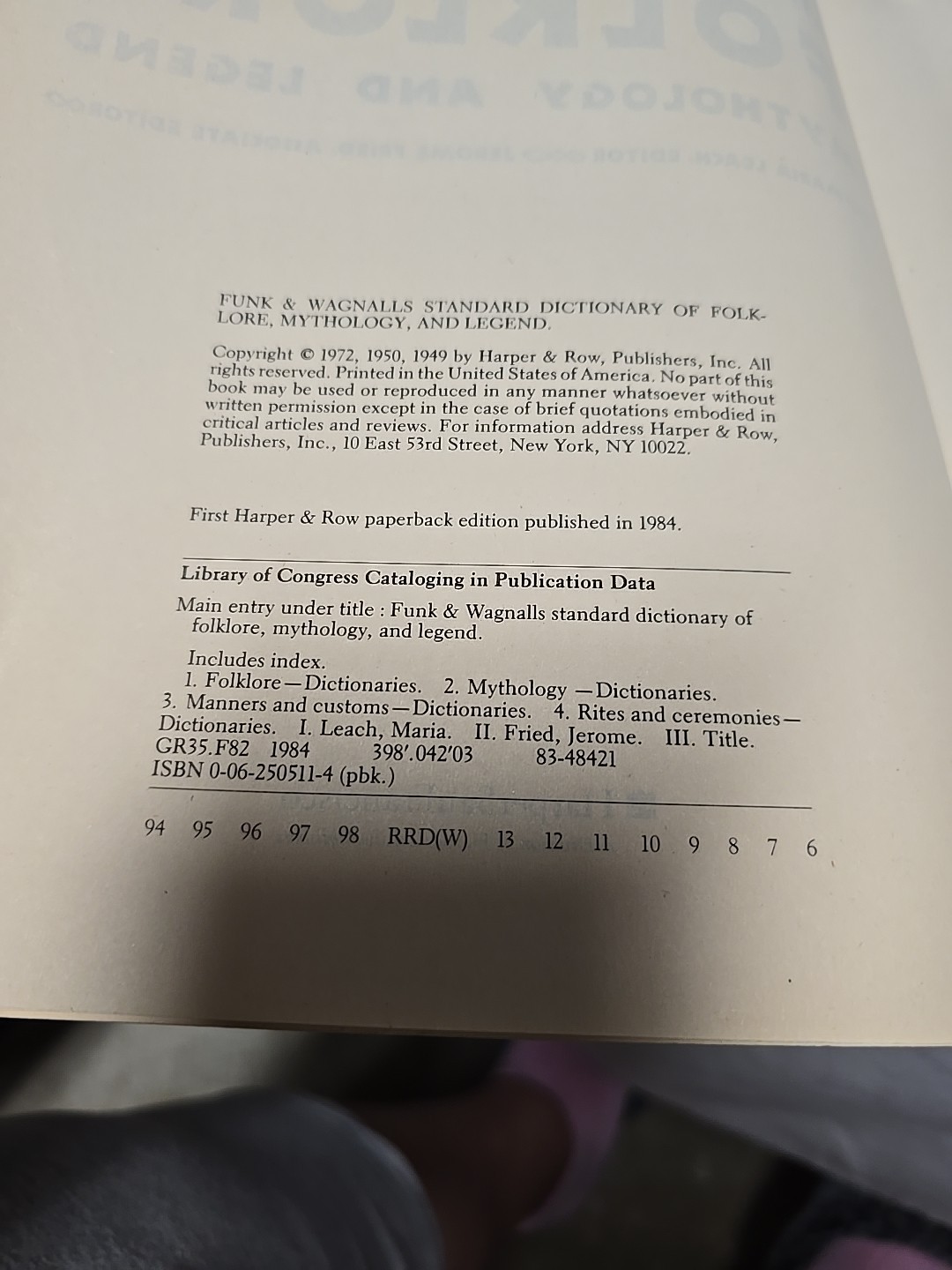 Funk & Wagnalls Standard Dictionary of Folklore, Mythology, and Legend –