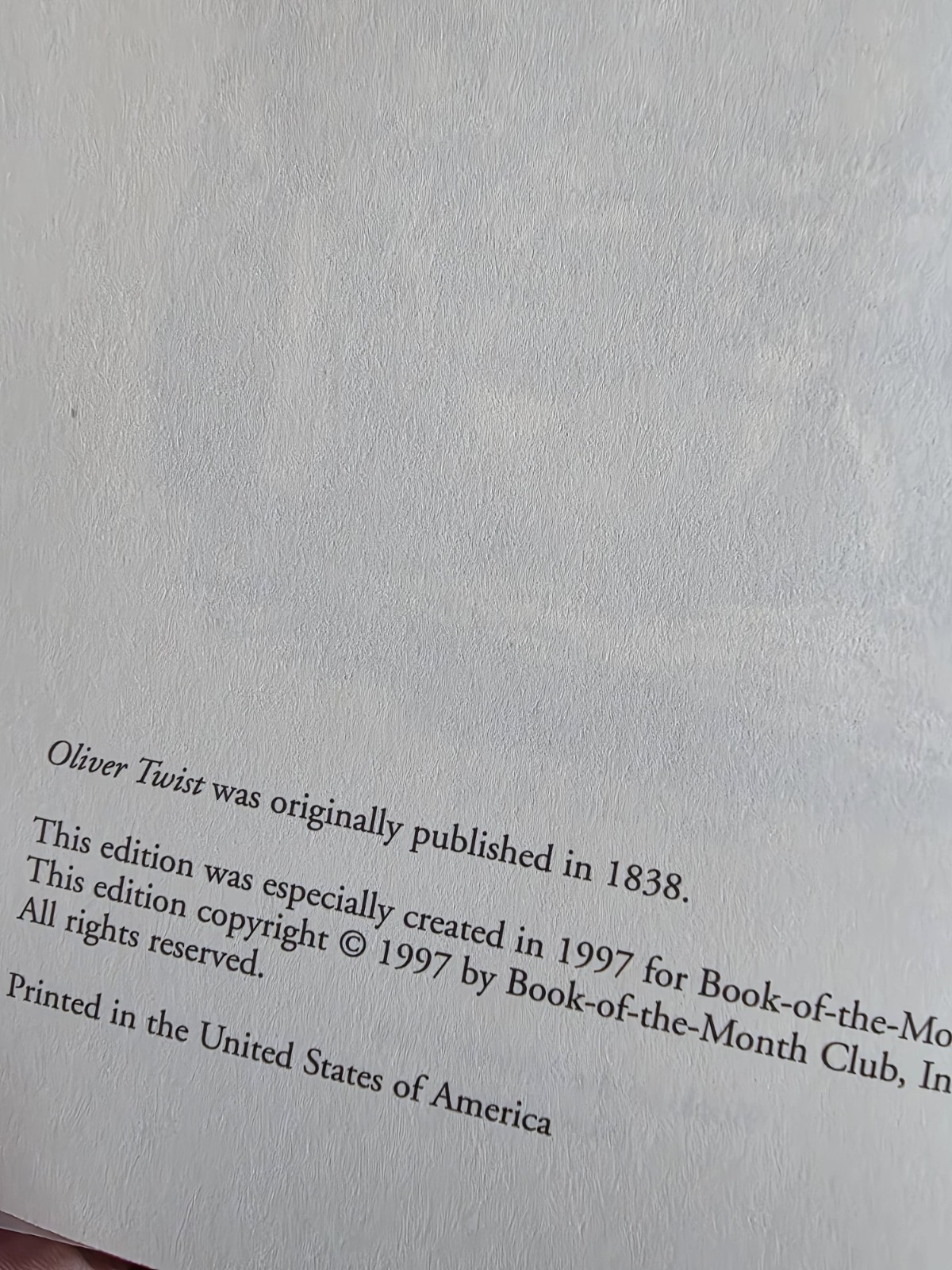 Oliver Twist by Charles Dickens (Book of the Month Club) Hardcover 1997